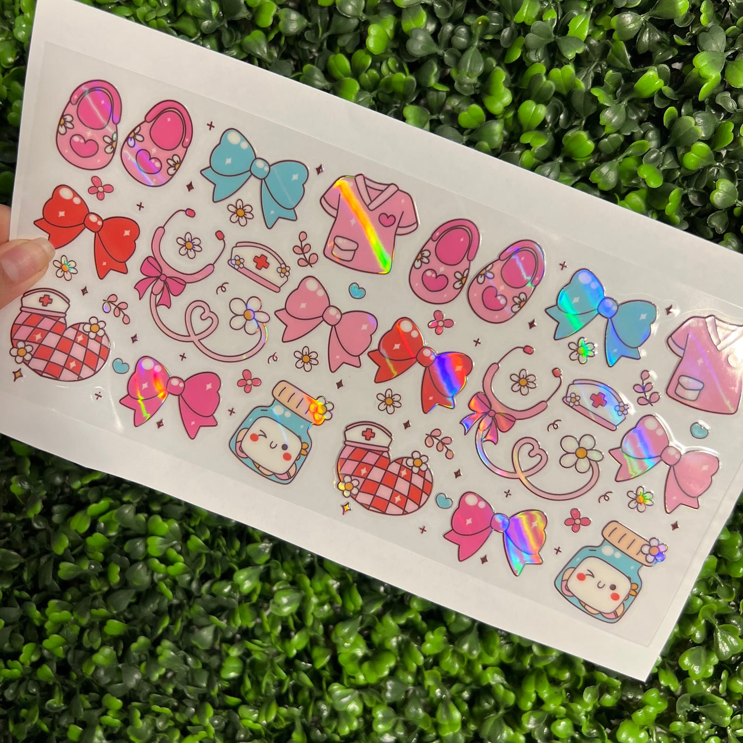 #273 Nurse Healthcare Doodles Holographic UVDTF WRAPS