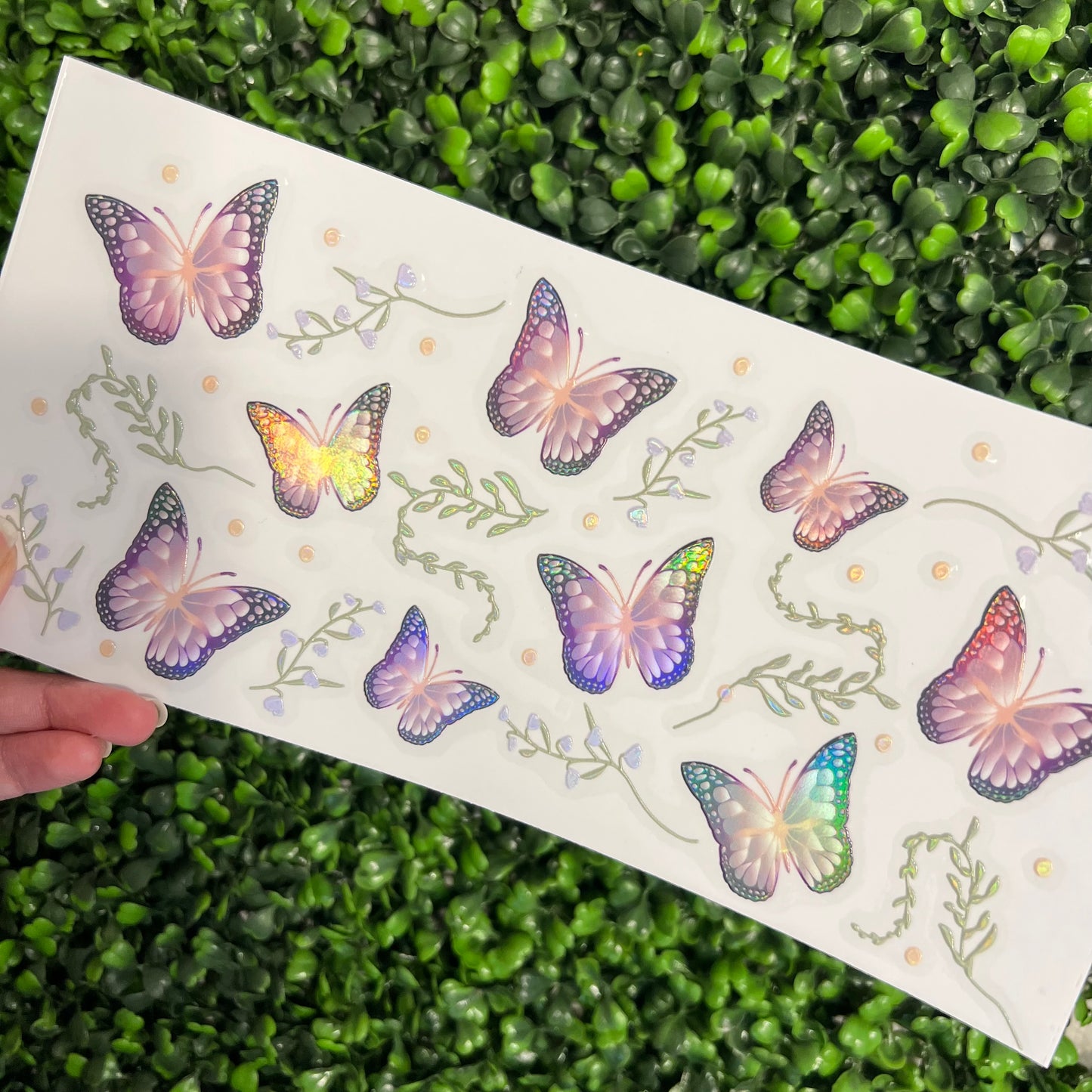 #27 Purple Butterflies and Vines Holographic UVDTF WRAPS