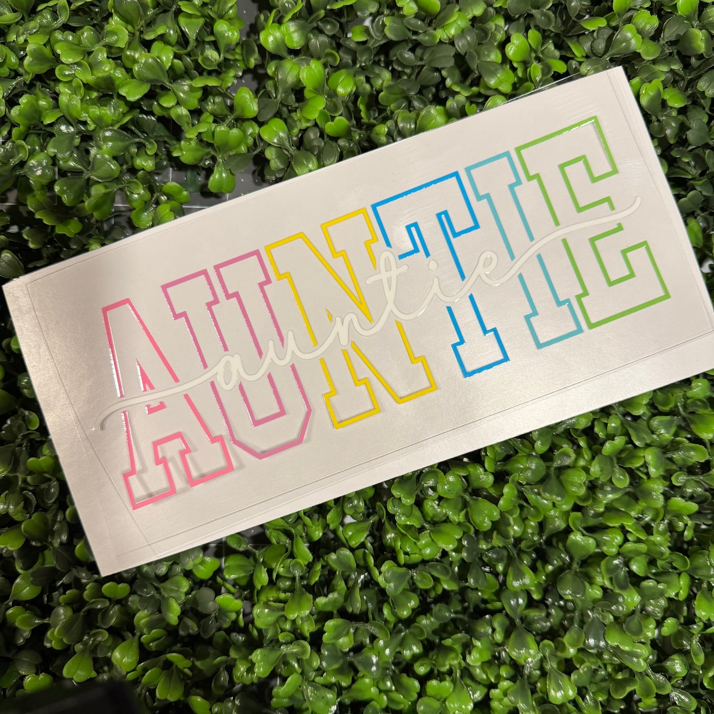 C2 Auntie White Cursive Single Sided UVDTF WRAPS