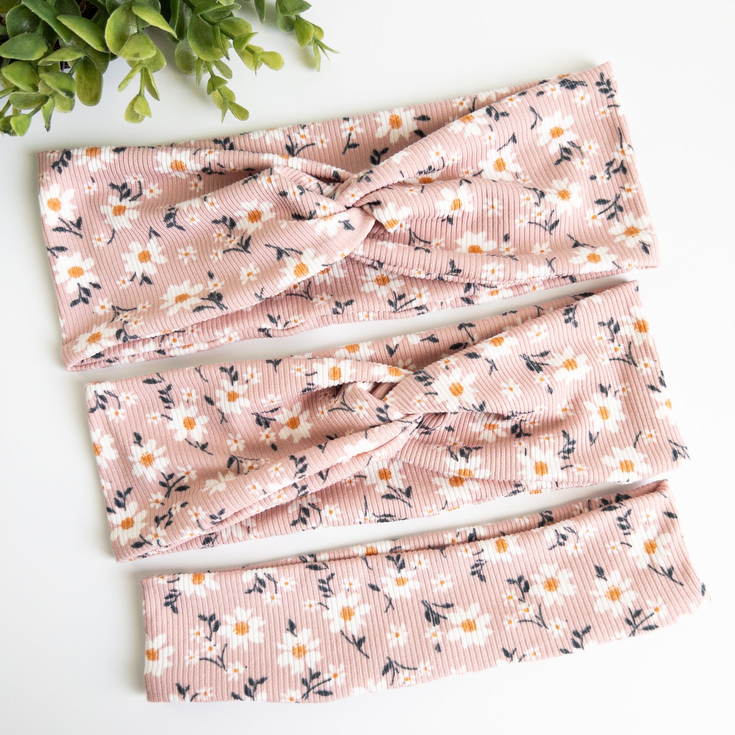 Daisies on Pink Turban Headbands