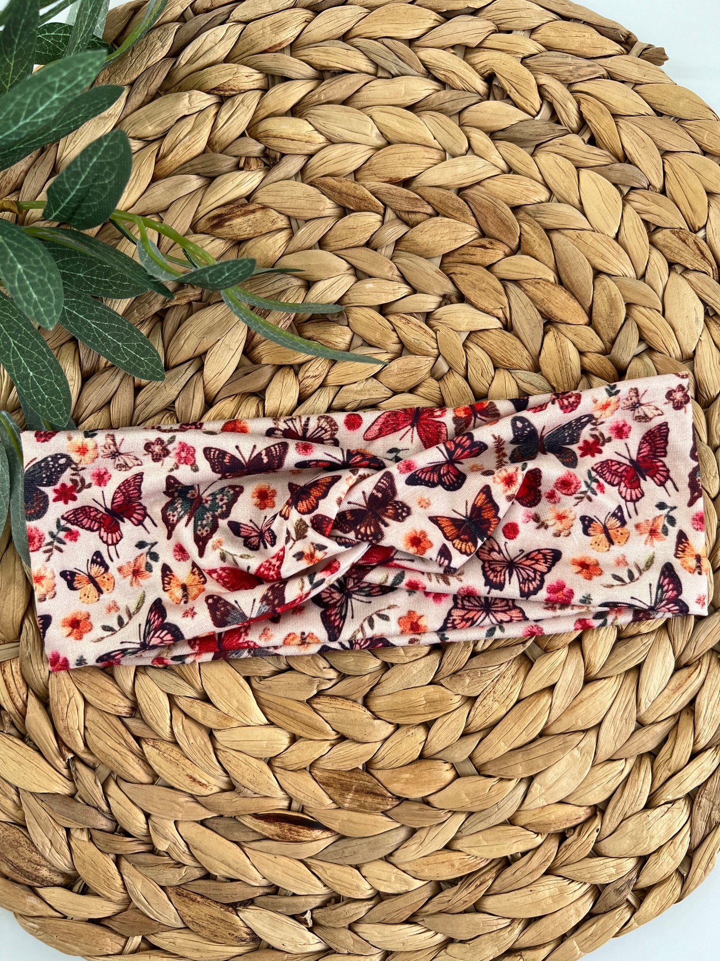 Faux Embroidery Butterflies Turban Headbands