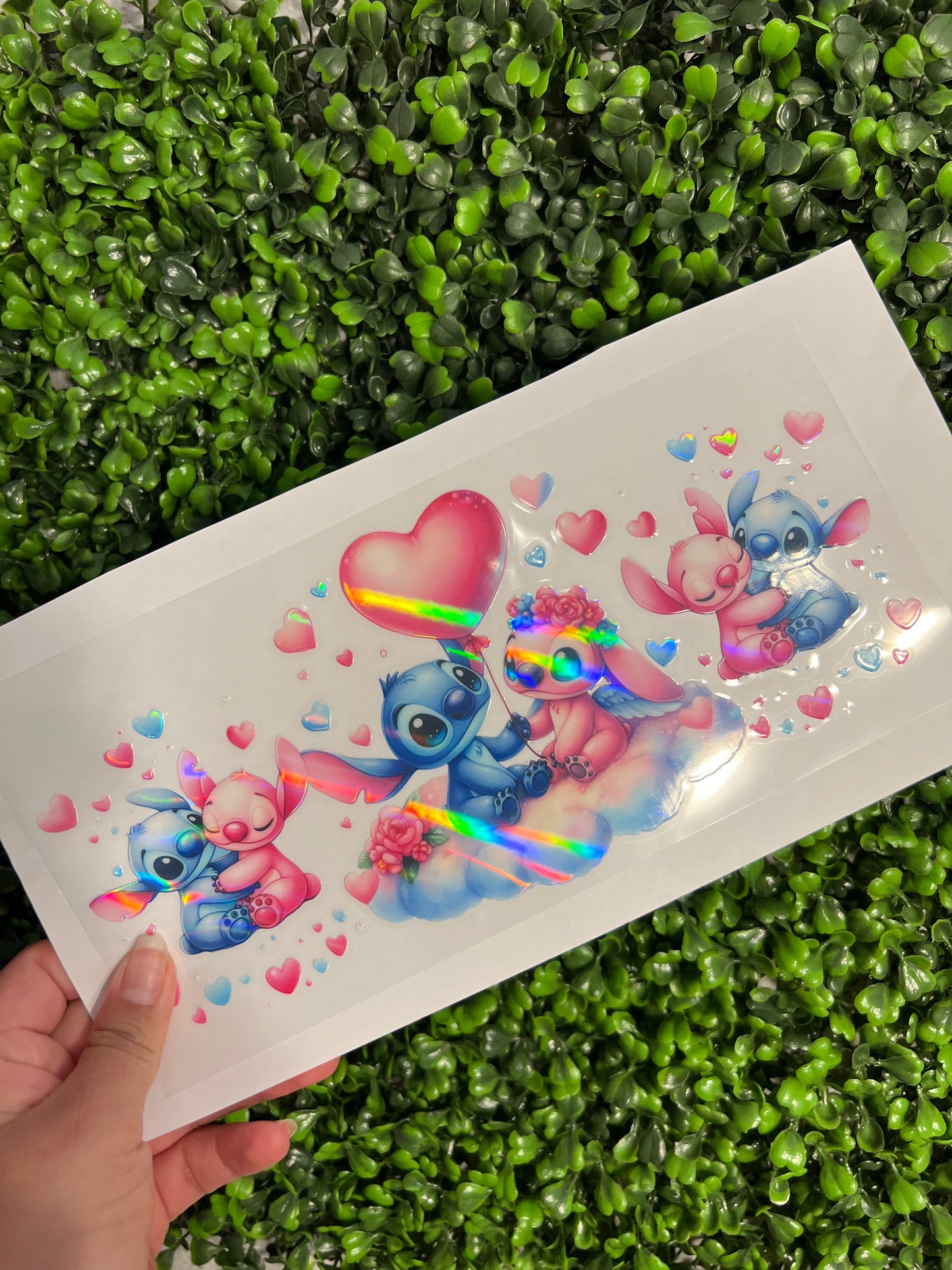 #229 Blue & Pink Aliens Pink Balloon Holographic UVDTF WRAPS