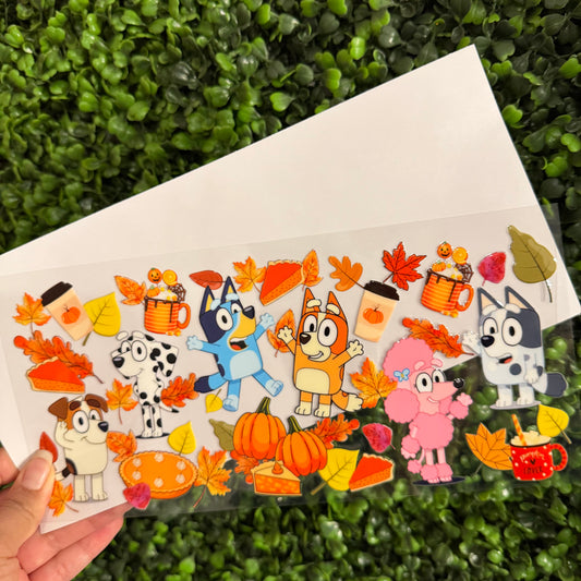 U13 Blue Dog Fall Single Sided UVDTF WRAPS