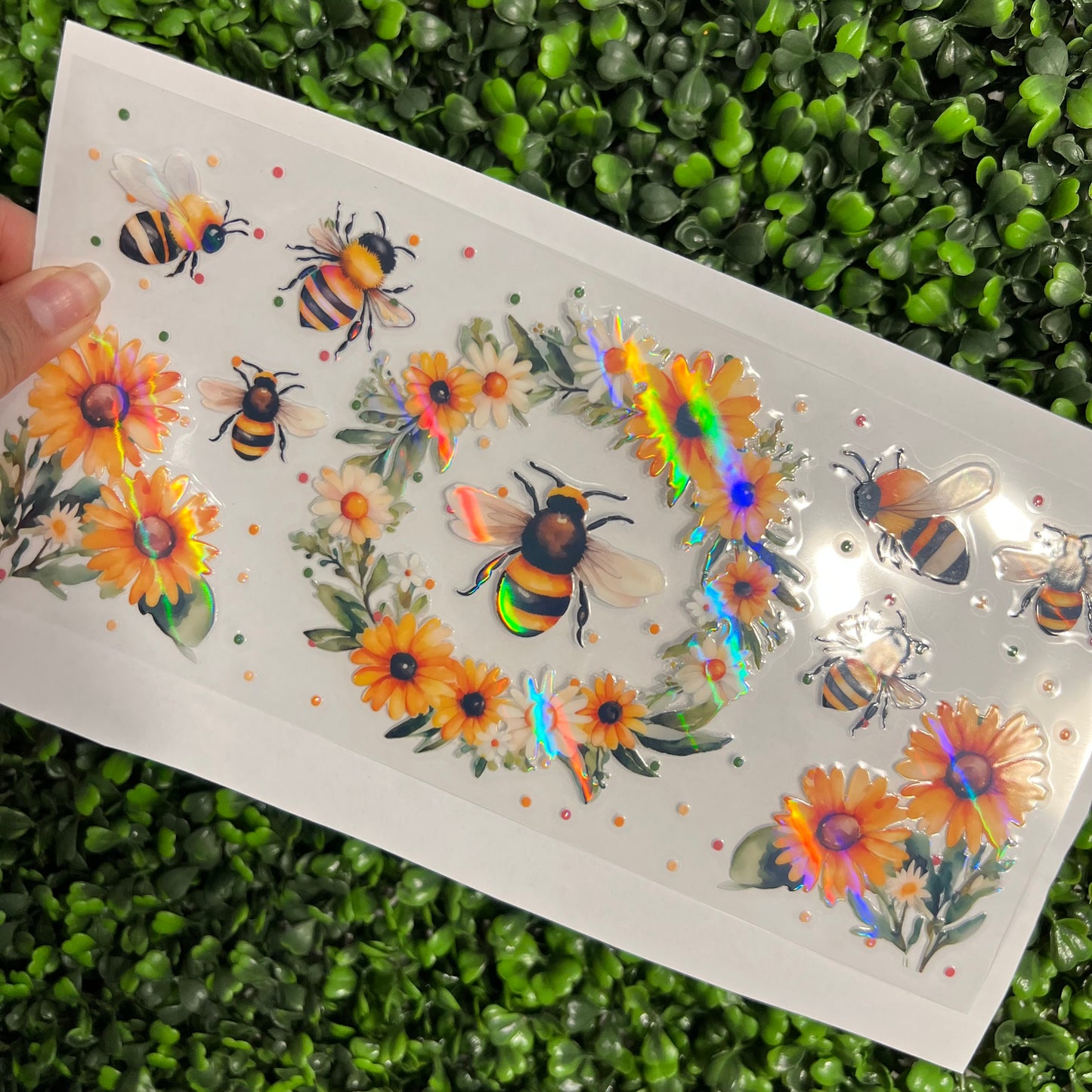 #282 Bees & Sunflowers Holographic UVDTF WRAPS