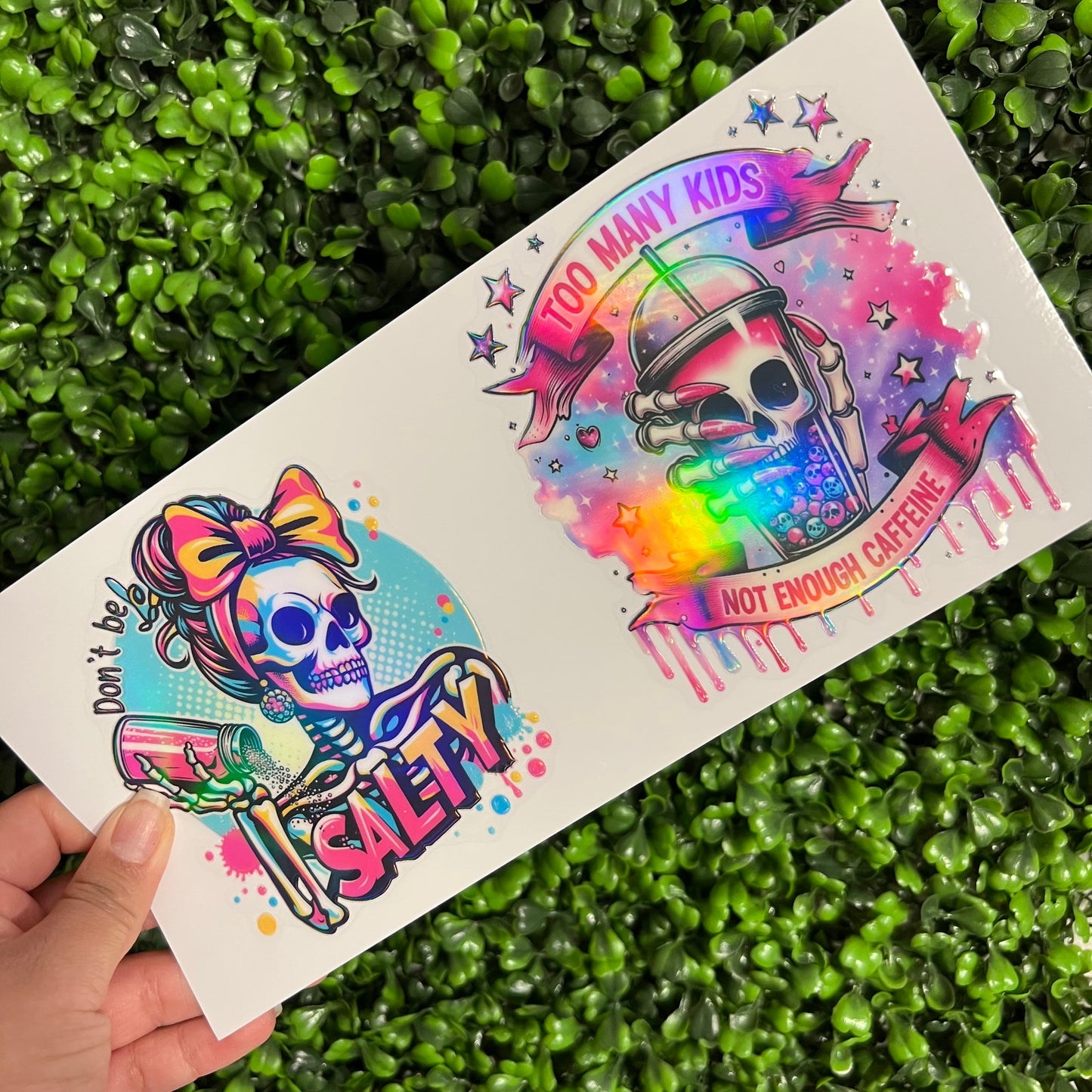 i6 Skull Decals Colorful Sassy Holographic UVDTF WRAPS