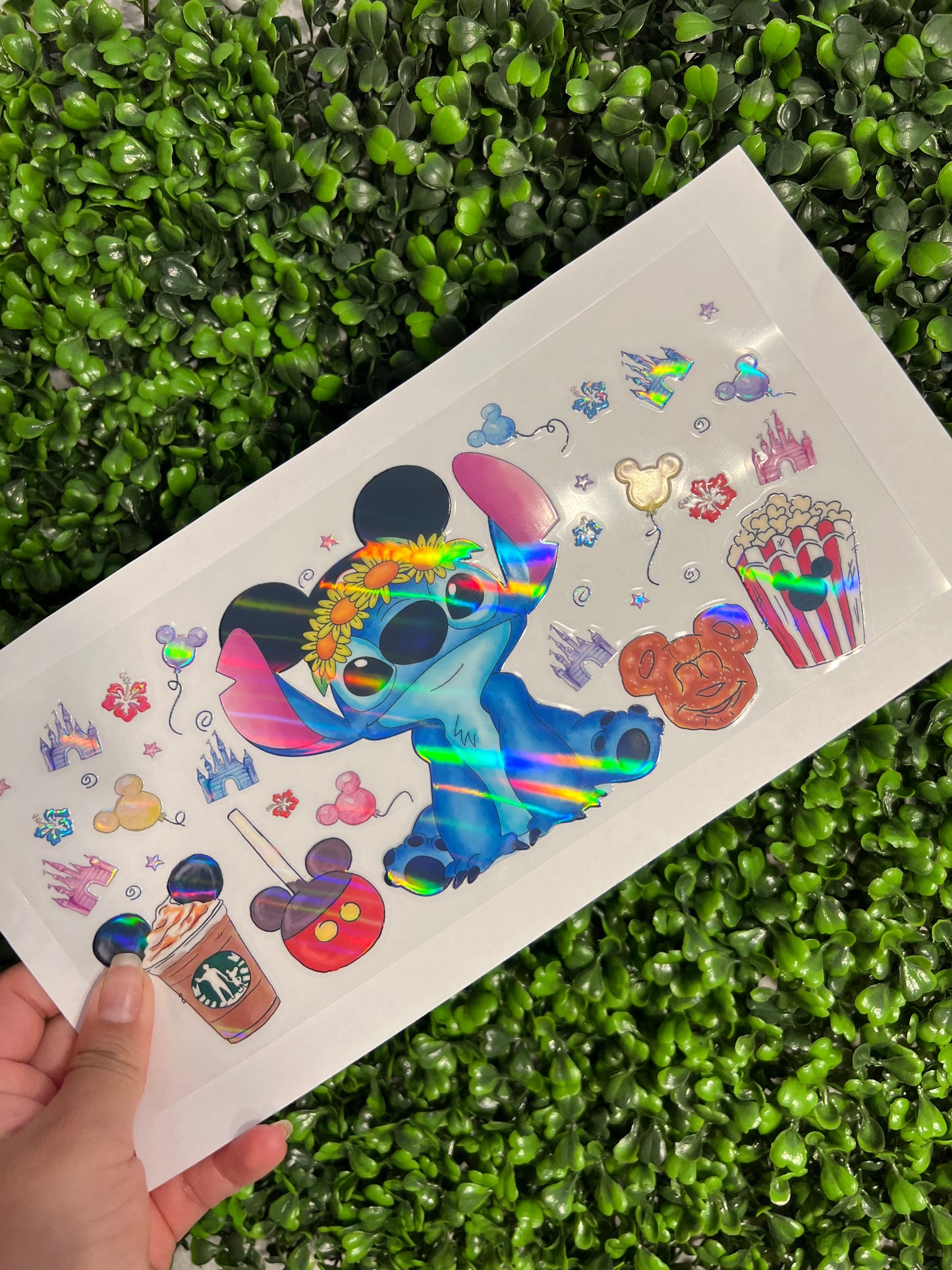 #231 Blue Alien and Snacks Holographic UVDTF WRAPS