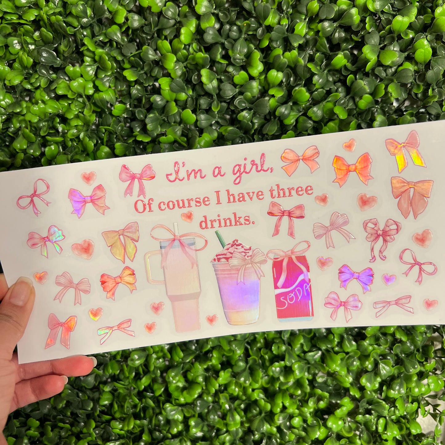 #196 Three Drink Girly Holographic UVDTF WRAPS