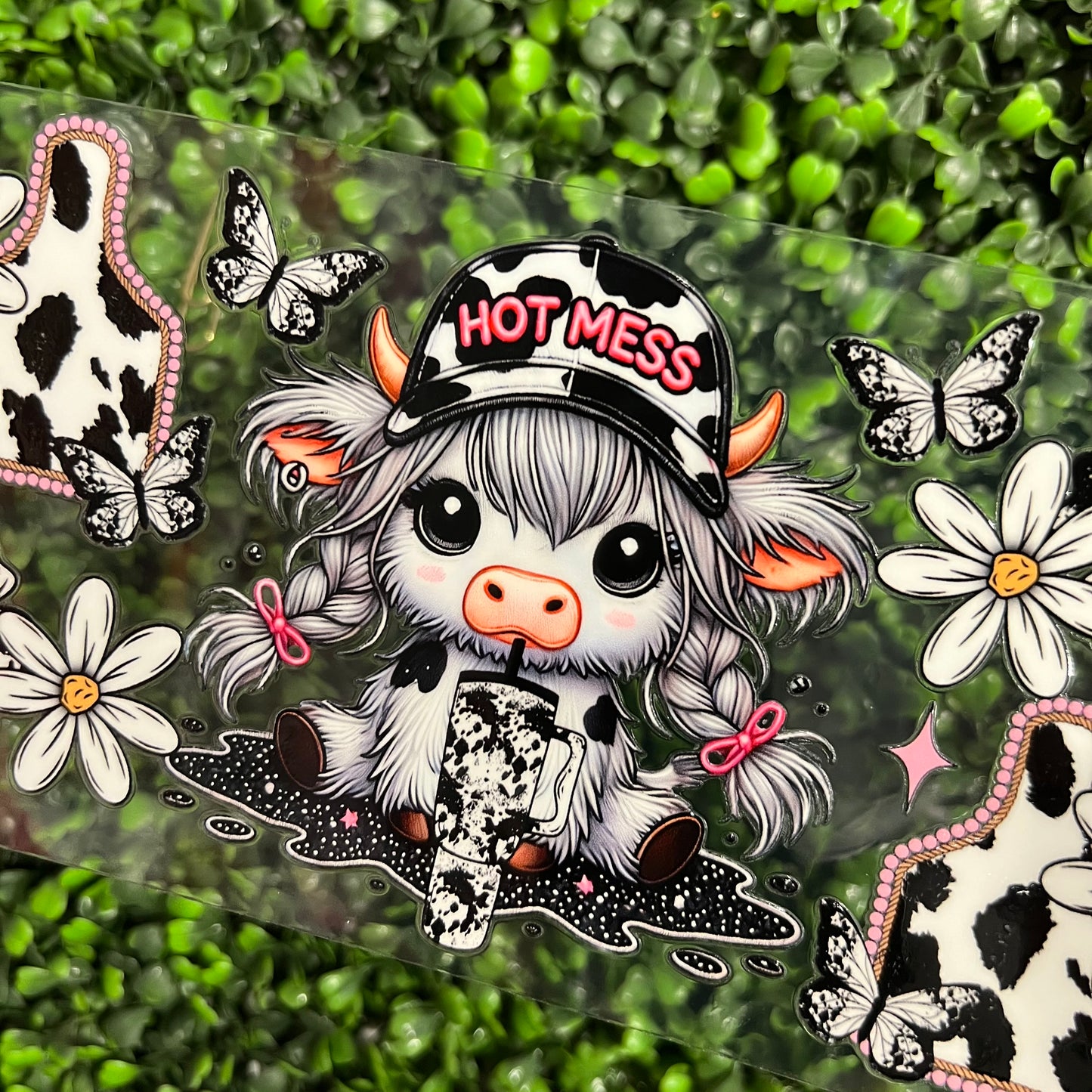 M16 Hot Mess Cow Single Sided UVDTF WRAPS