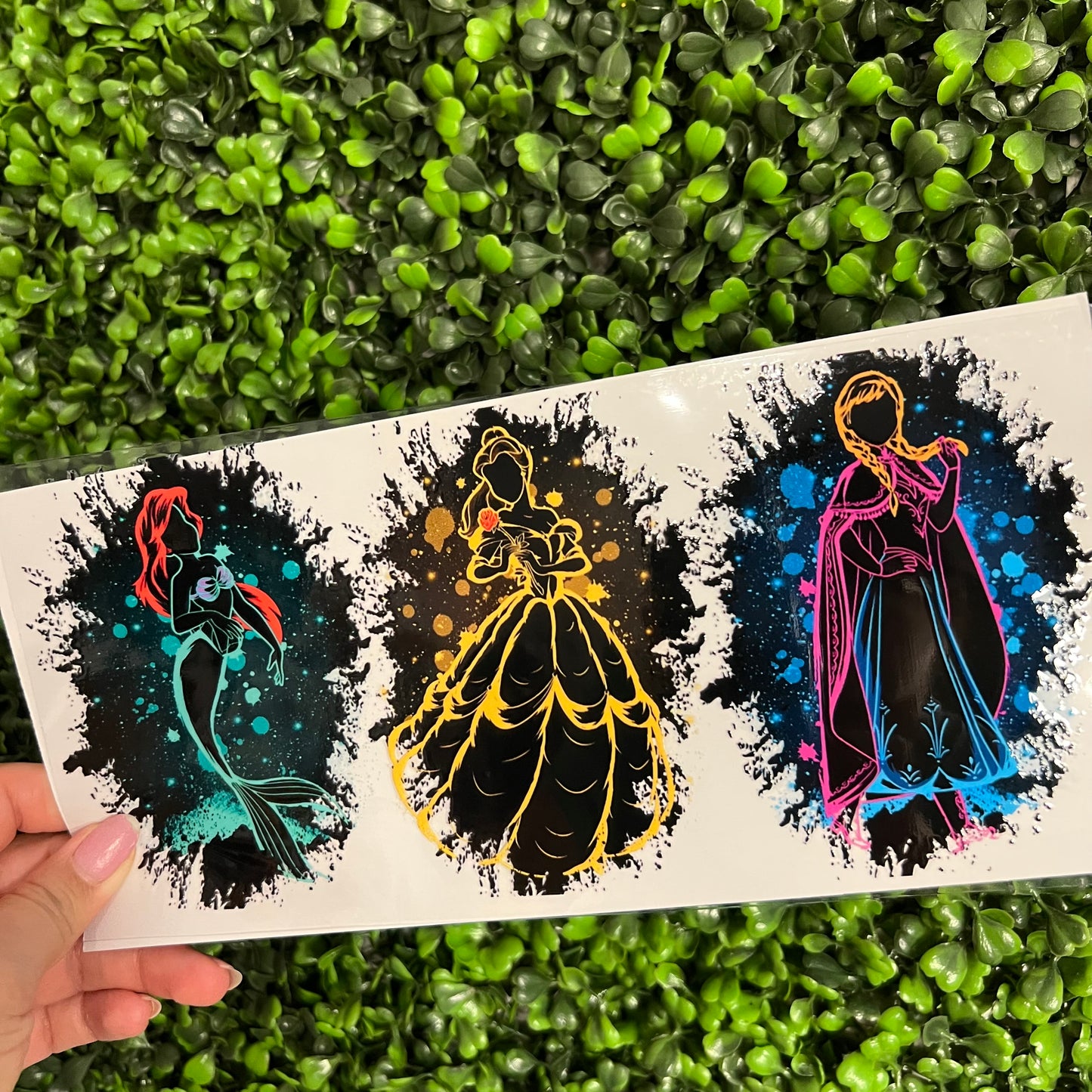S8 Princess “Colorful Glow” Outline Single Sided UVDTF WRAPS