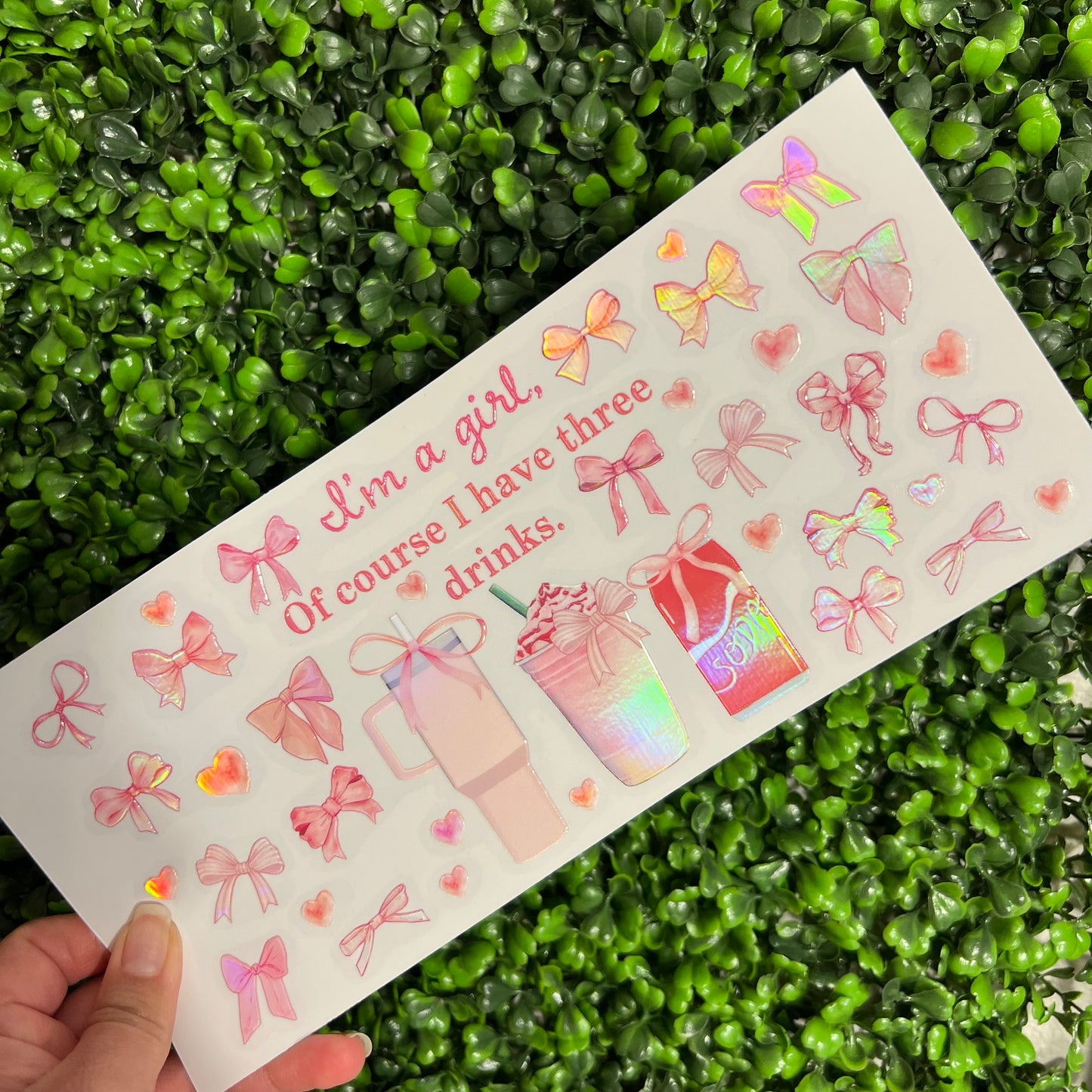 #196 Three Drink Girly Holographic UVDTF WRAPS