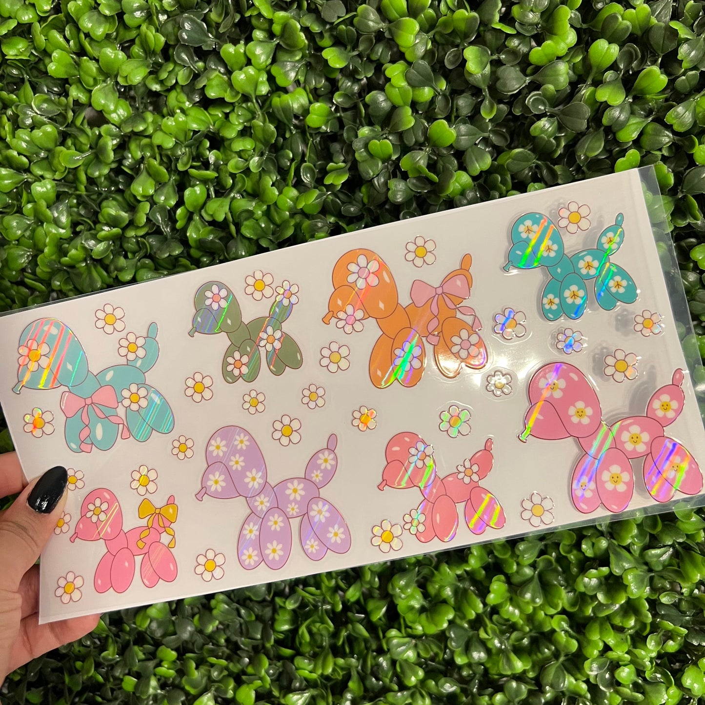 i9 Colorful Balloon Dog Daisies Holographic UVDTF WRAPS