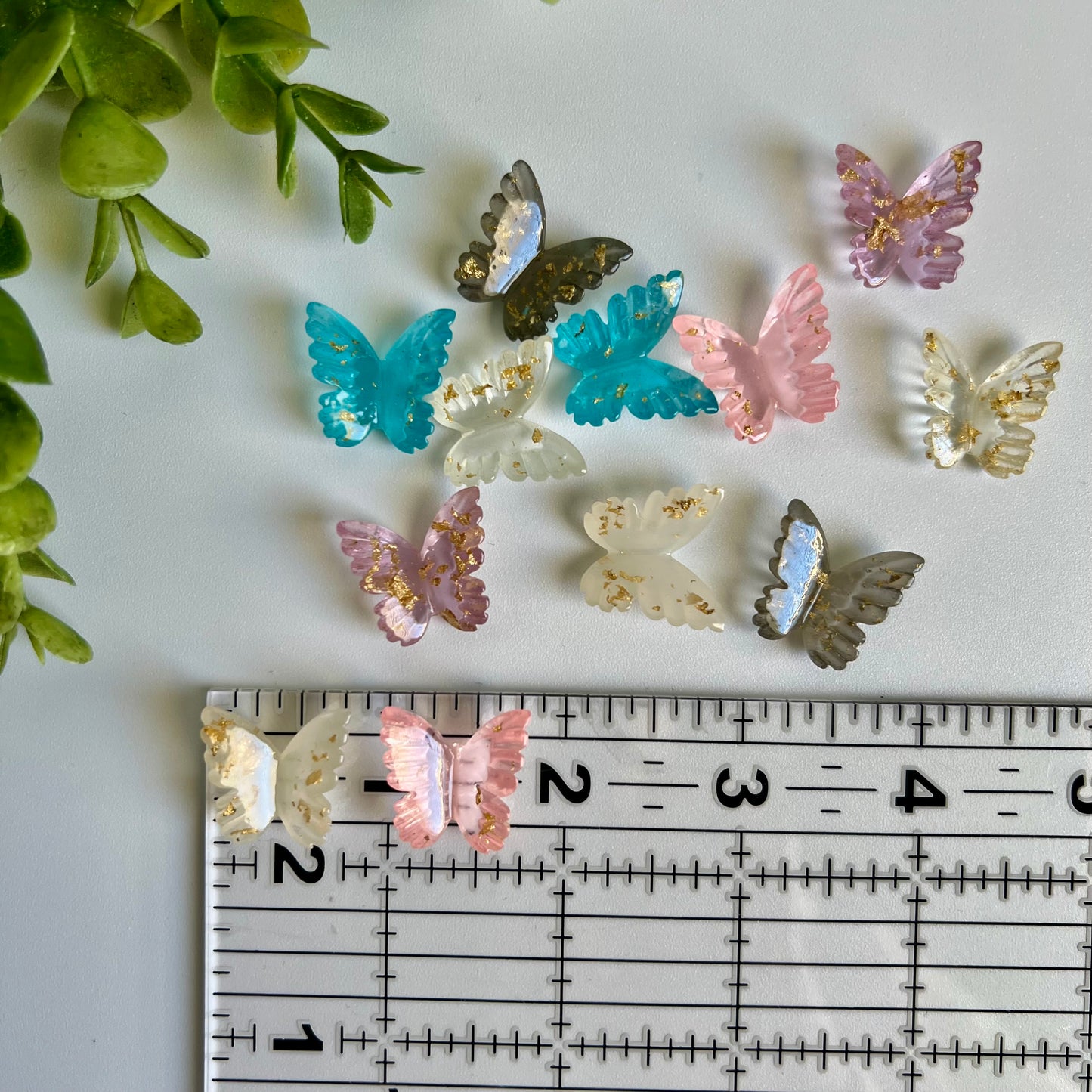 Butterflies Gold Foil Flat Back Charms Mixed