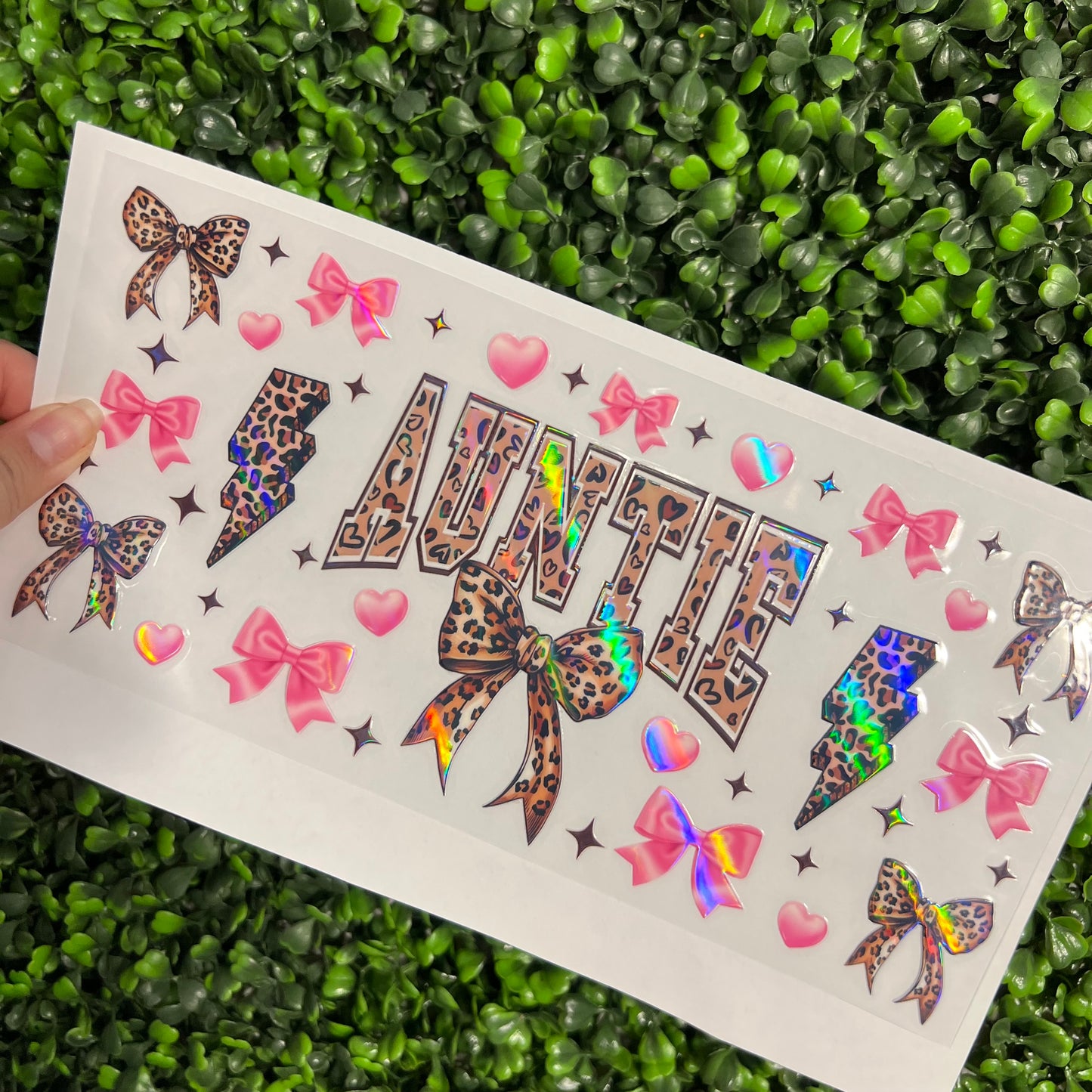 #252 Cheetah Auntie Bows Holographic UVDTF WRAPS