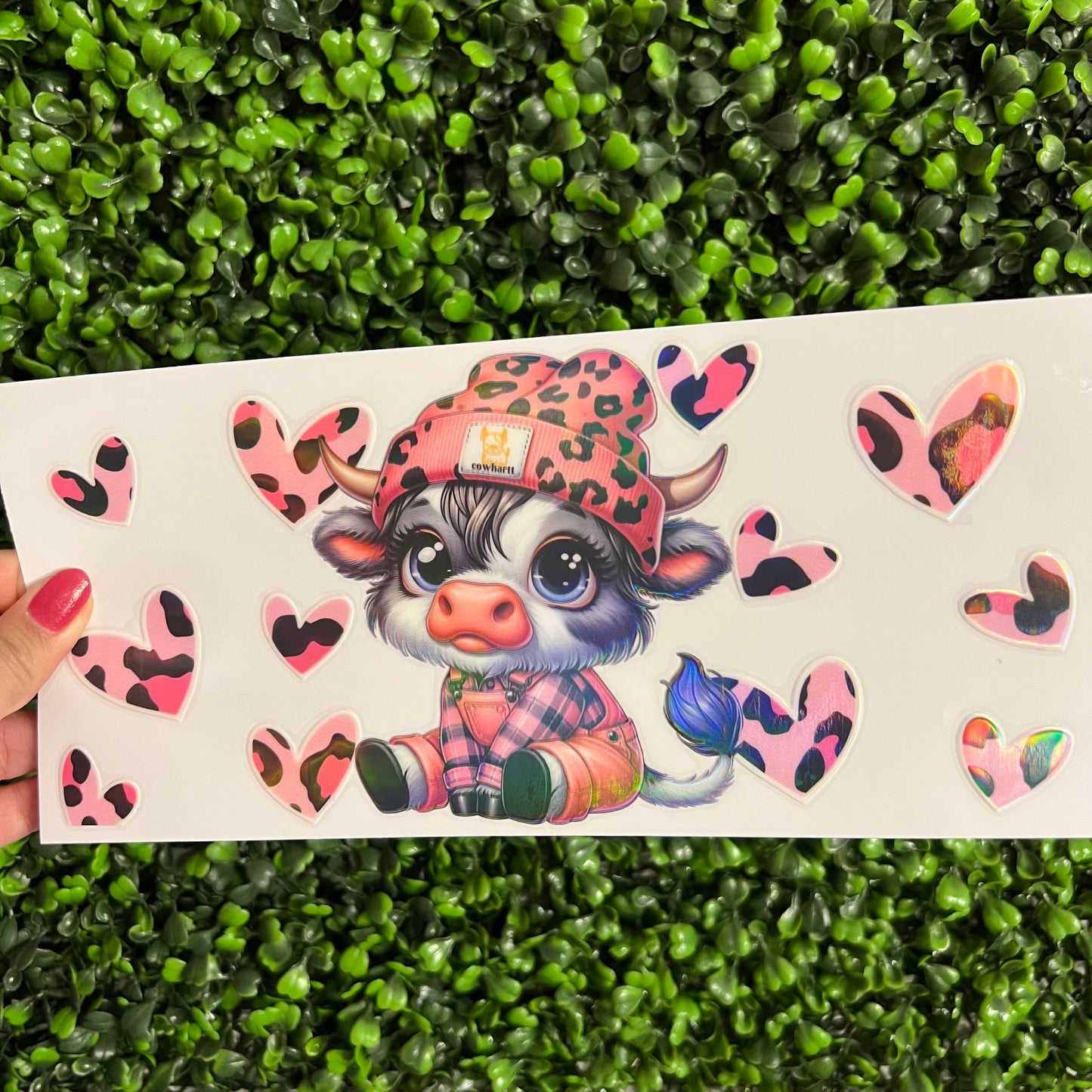 M5 Cow Cheetah Hearts Holographic UVDTF WRAPS
