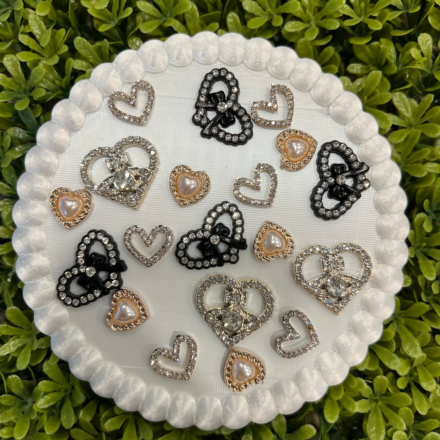Bling Hearts Flat Back Charms Mixed 8 pcs
