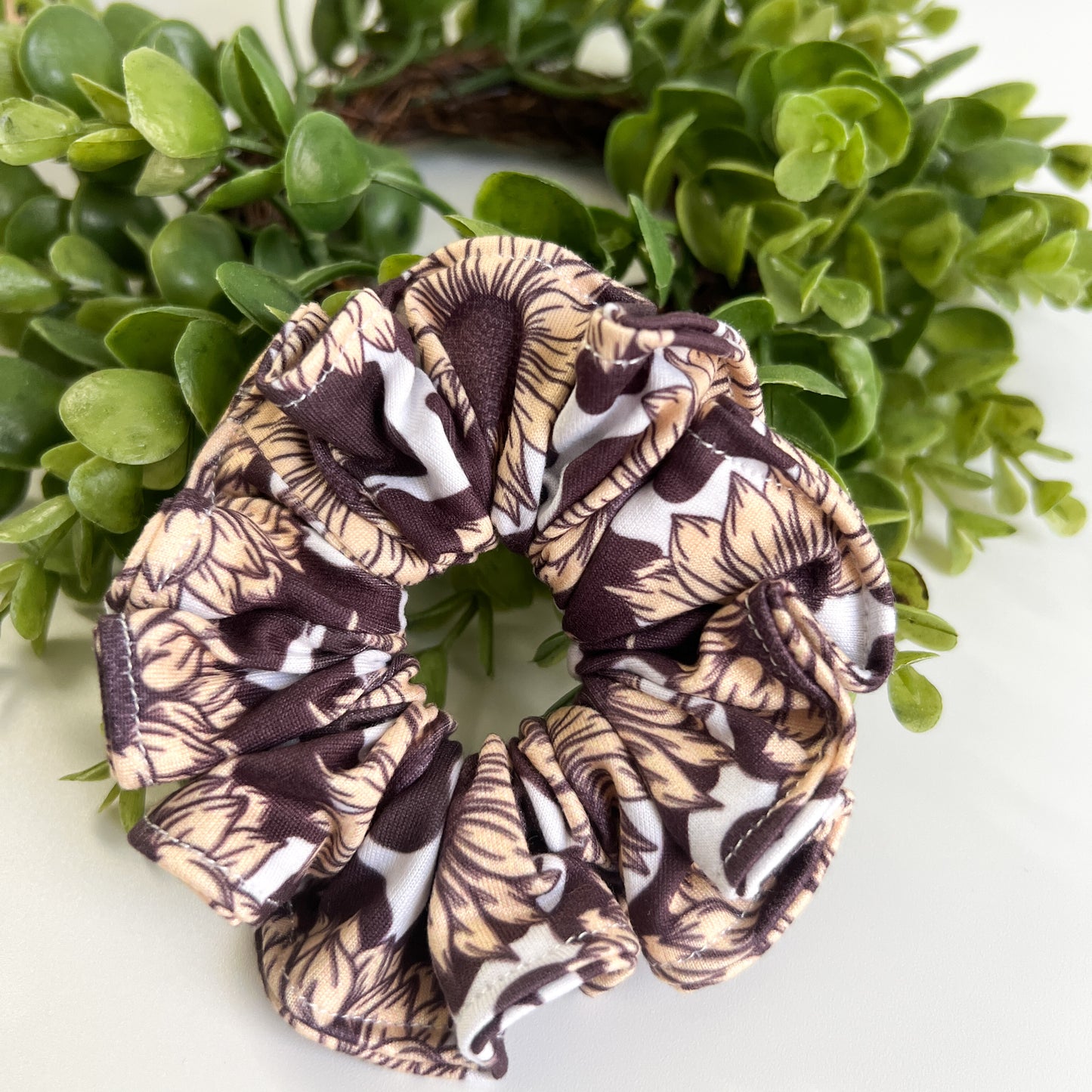 Sunflower Cow Print Scrunchies