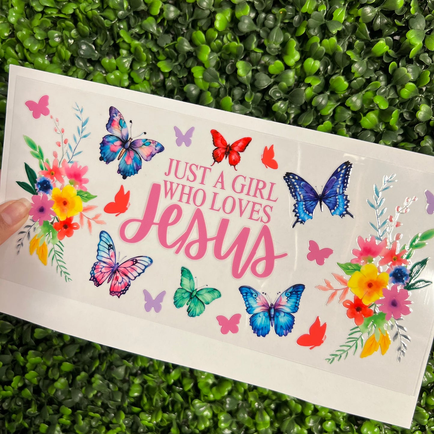 #297 Just a Girl who Loves Jesus Purple Double Sided UVDTF WRAPS