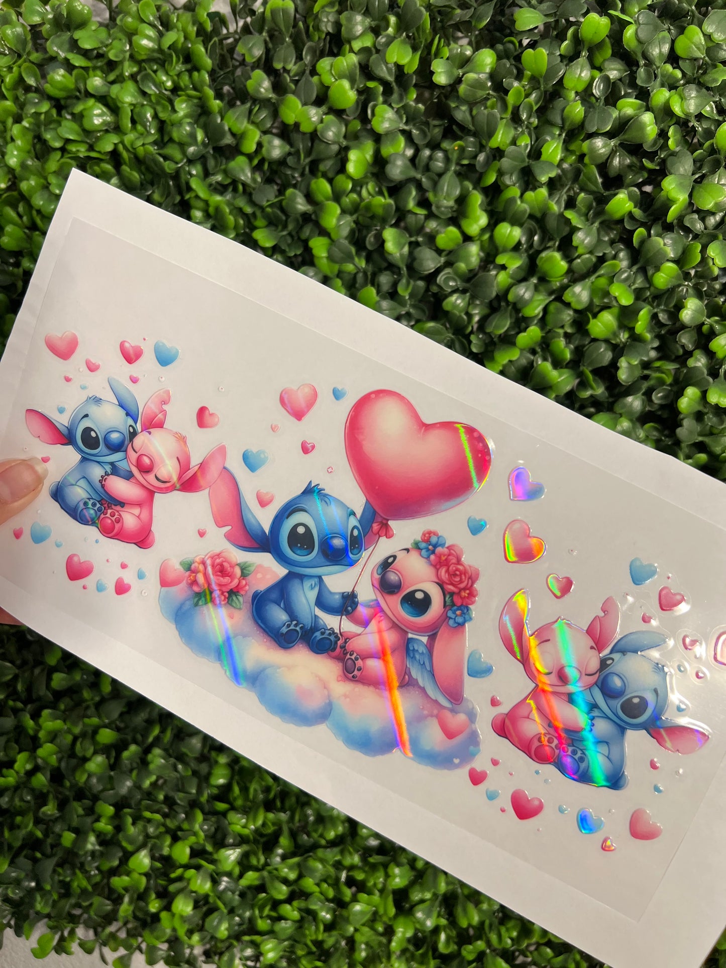 #229 Blue & Pink Aliens Pink Balloon Holographic UVDTF WRAPS