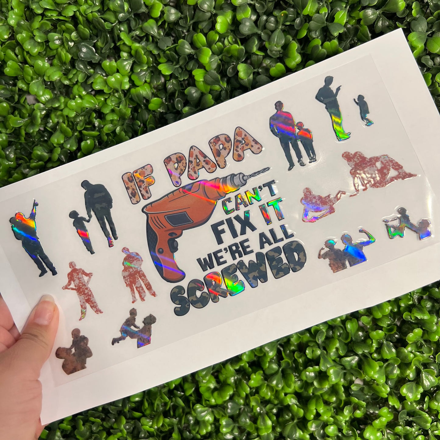#245 Papa Dad Holographic UVDTF WRAPS