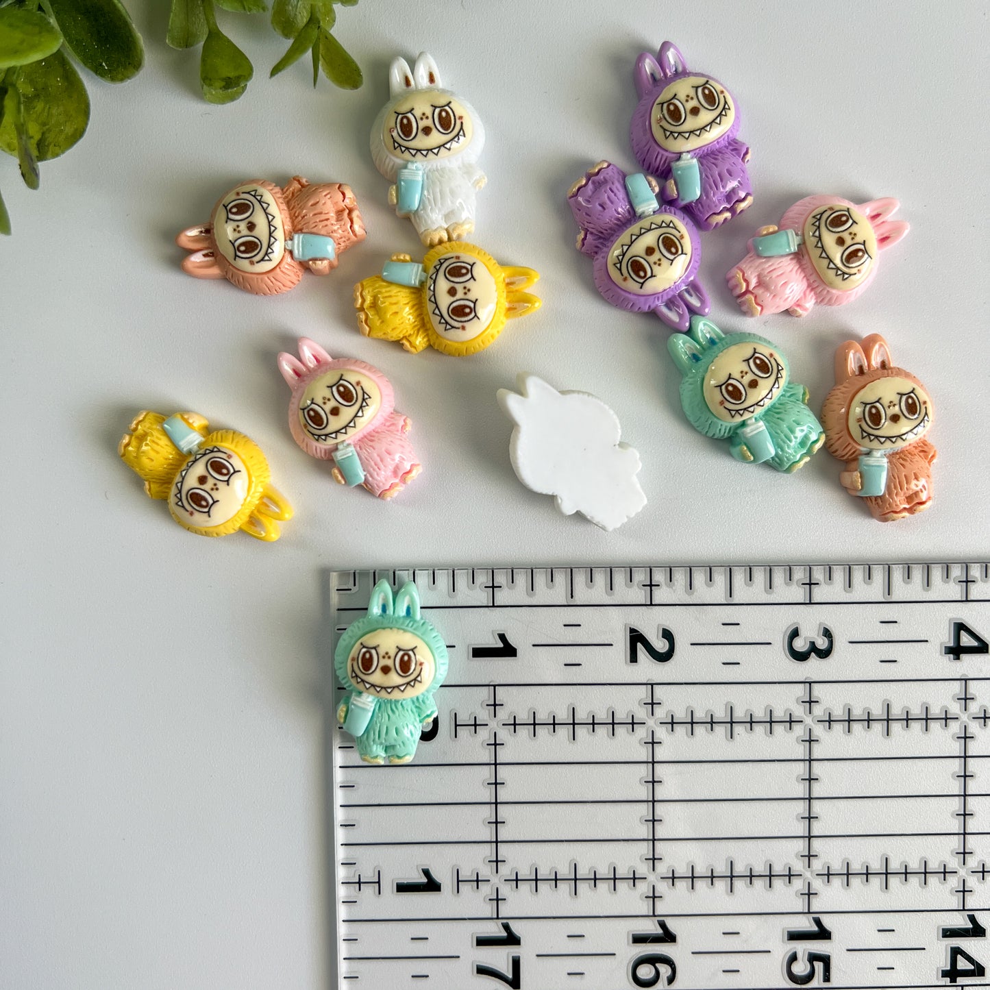 Bubu with Cup Flat Back Charms Mixed Colors 12 pcs
