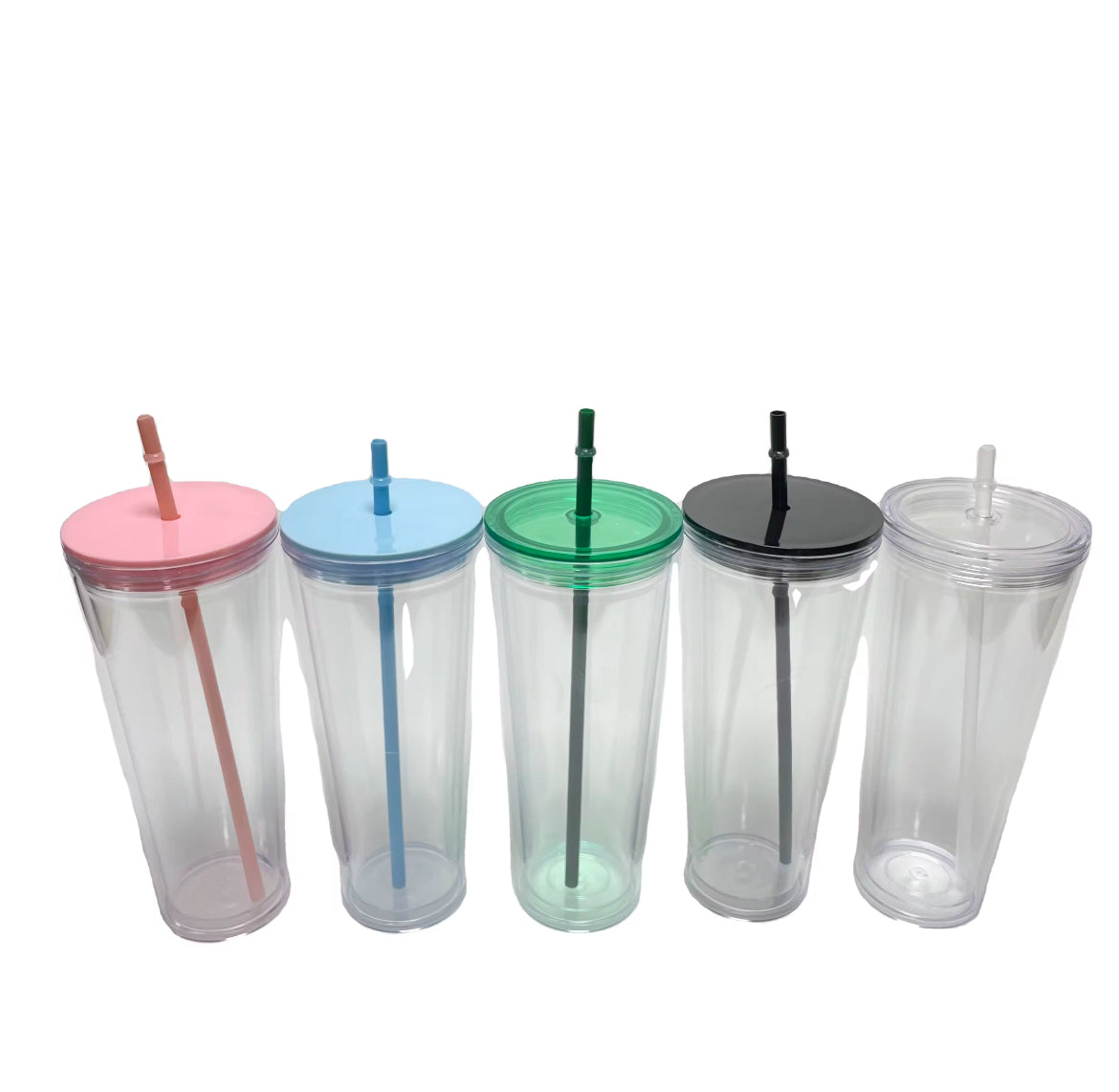 Cup Blanks Snow Globe Tumbler 24 oz Double Walled with PreDrilled Hole Matching Colored Lids and Straws