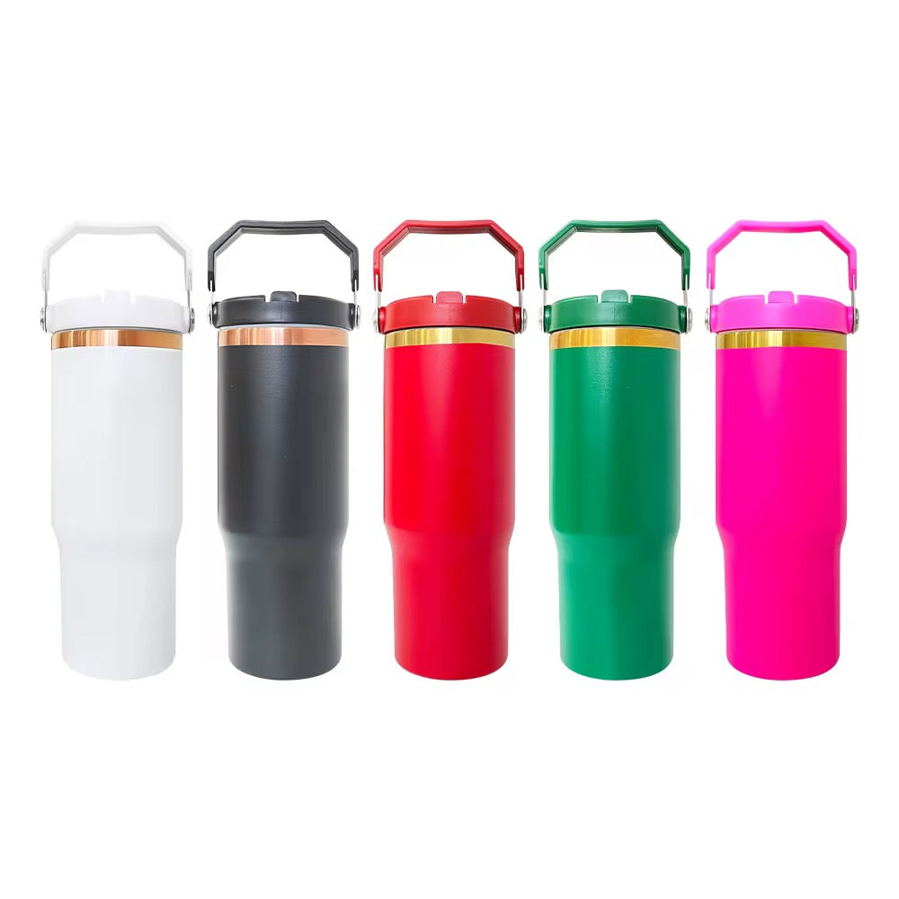 CUSTOM MADE 30 oz Flip Straw Stainless Steel Tumbler