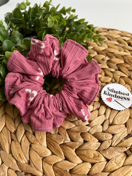 White Butterflies on pink Scrunchies