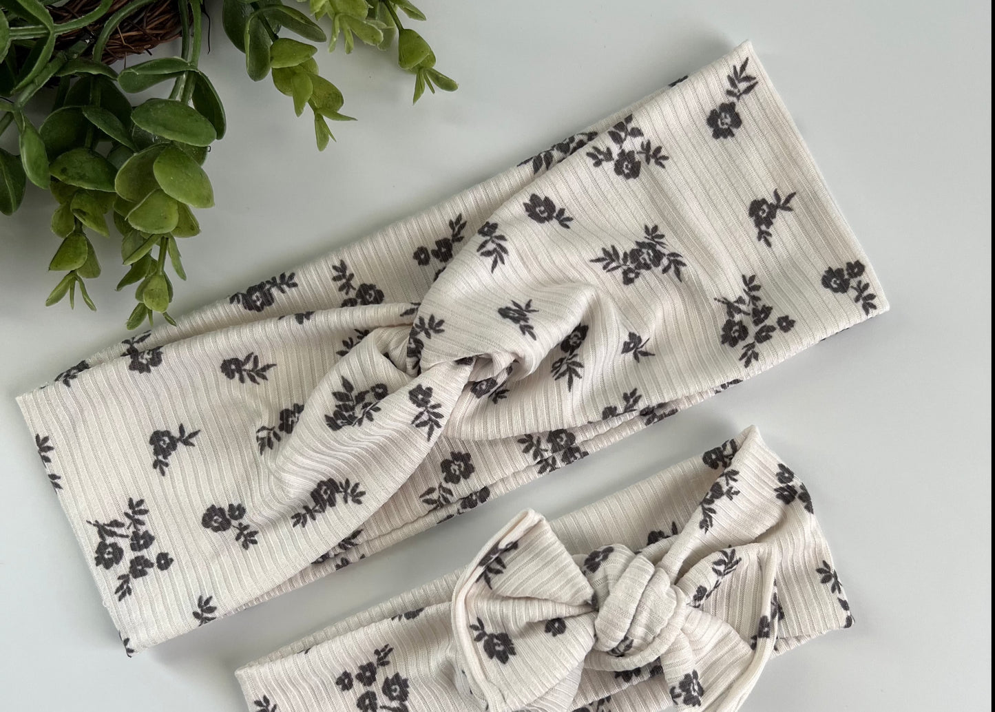 Grey Floral Turban Headbands