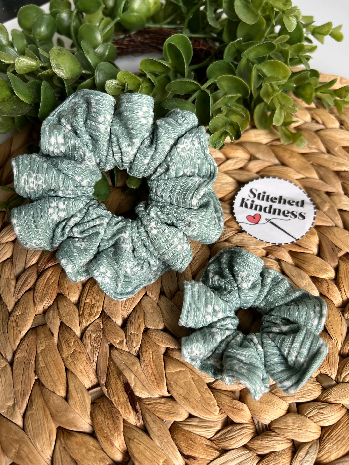 Jade Floral Scrunchies