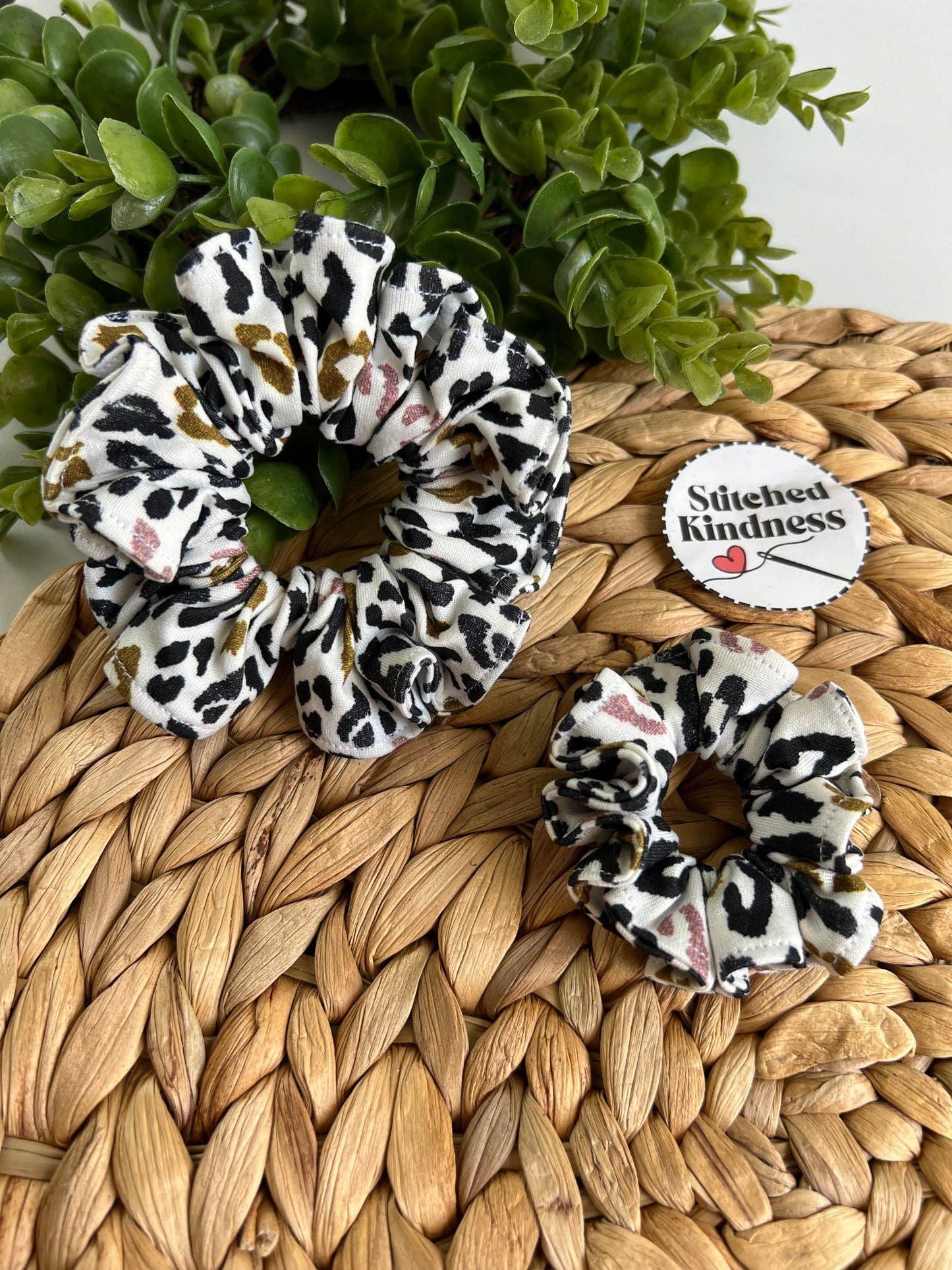 Pink, Gold, Black Cheetah Scrunchies