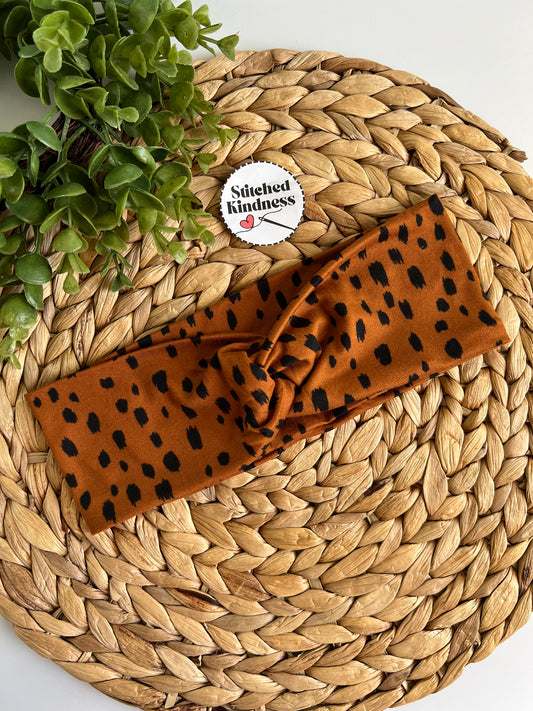Black Spots on Brown Turban Headbands