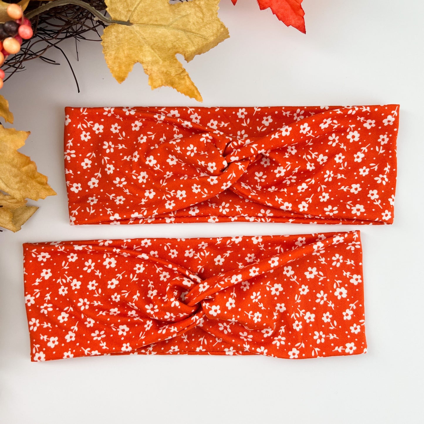 Bright Orange Floral Turban Headbands