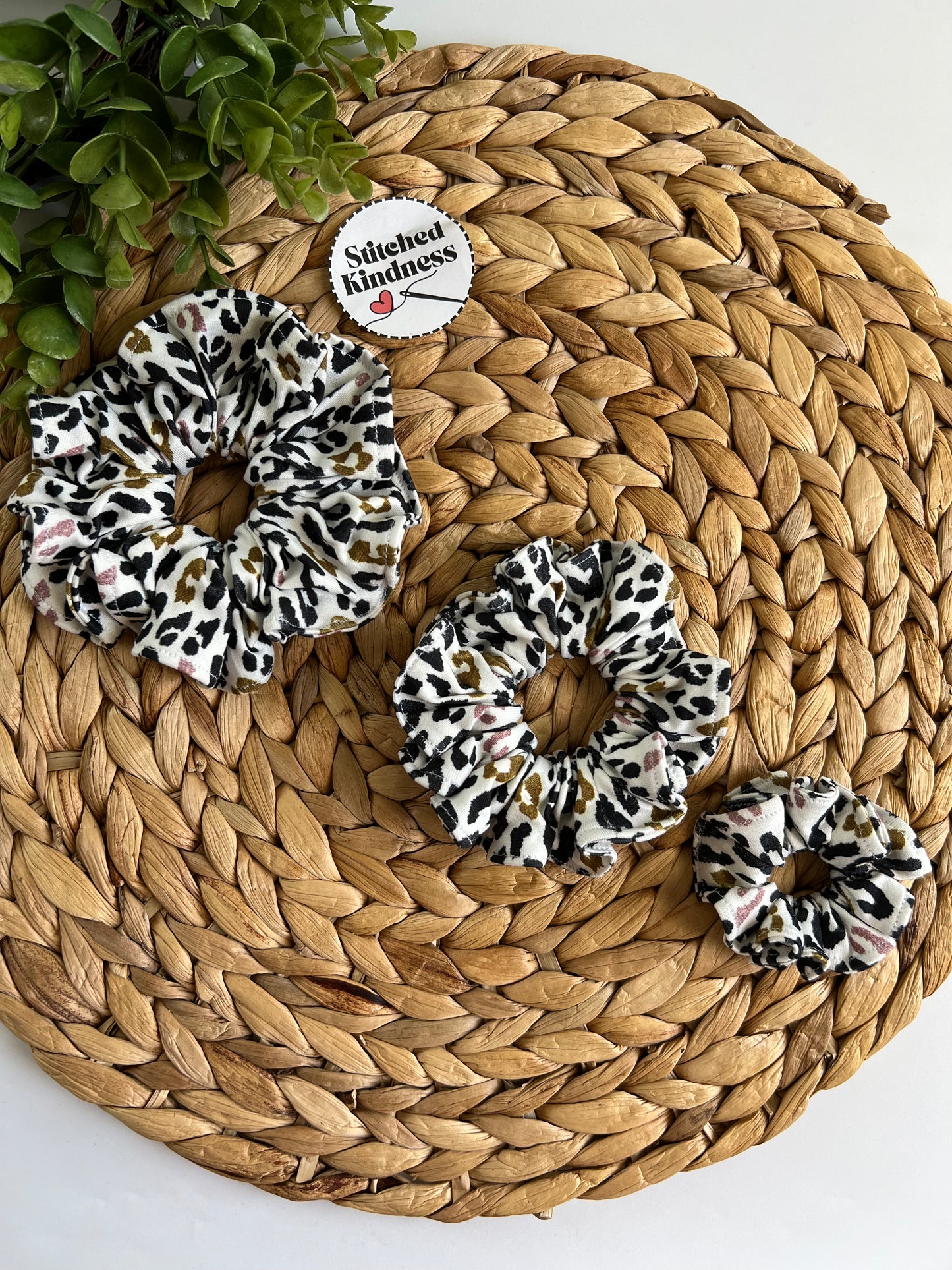 Pink, Gold, Black Cheetah Scrunchies