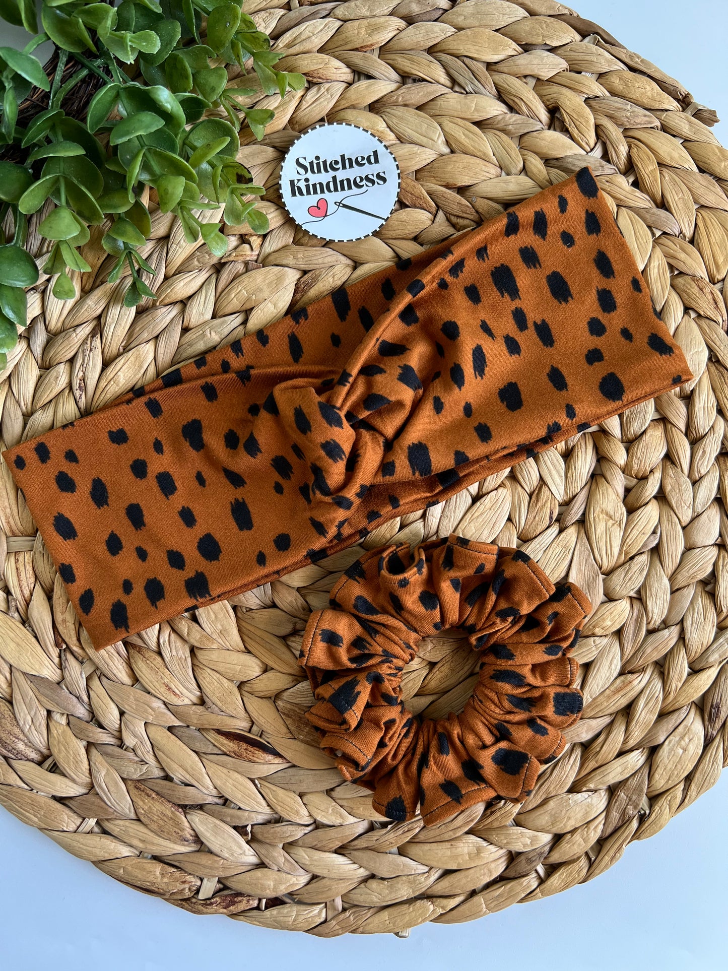 Black Spots on Brown Turban Headbands