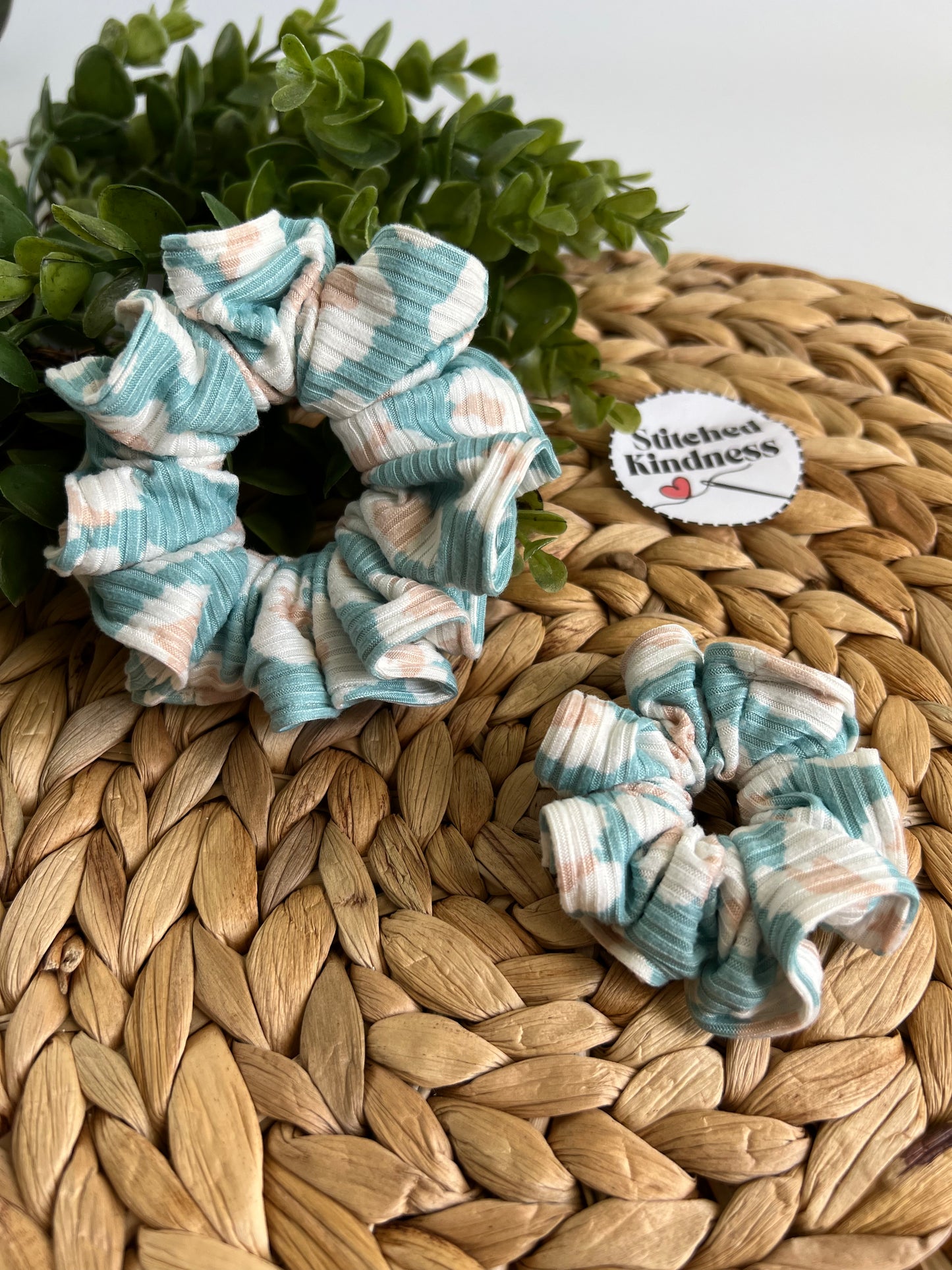 Blue Cheetah Scrunchies