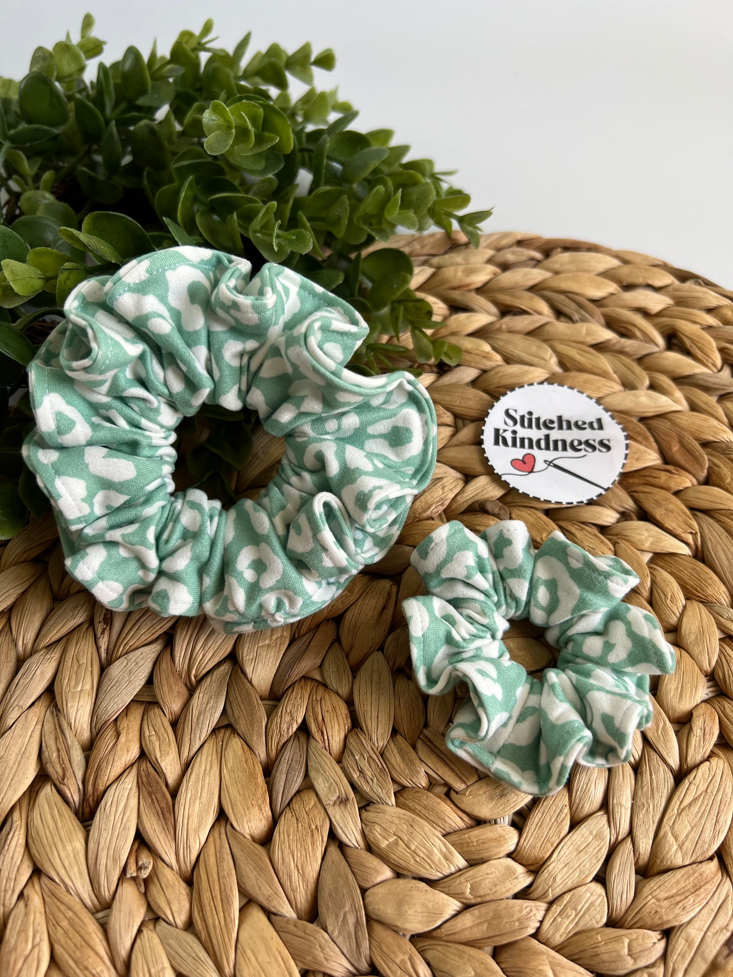 Sage Cheetah Scrunchies