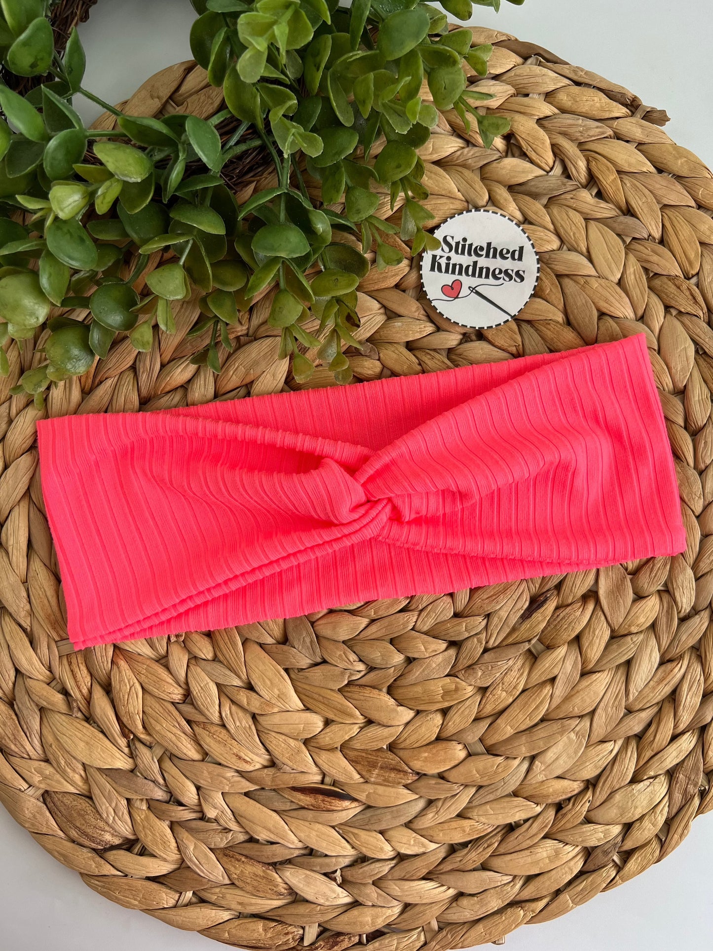 Neon Pink Ribbed Solid Color Headband