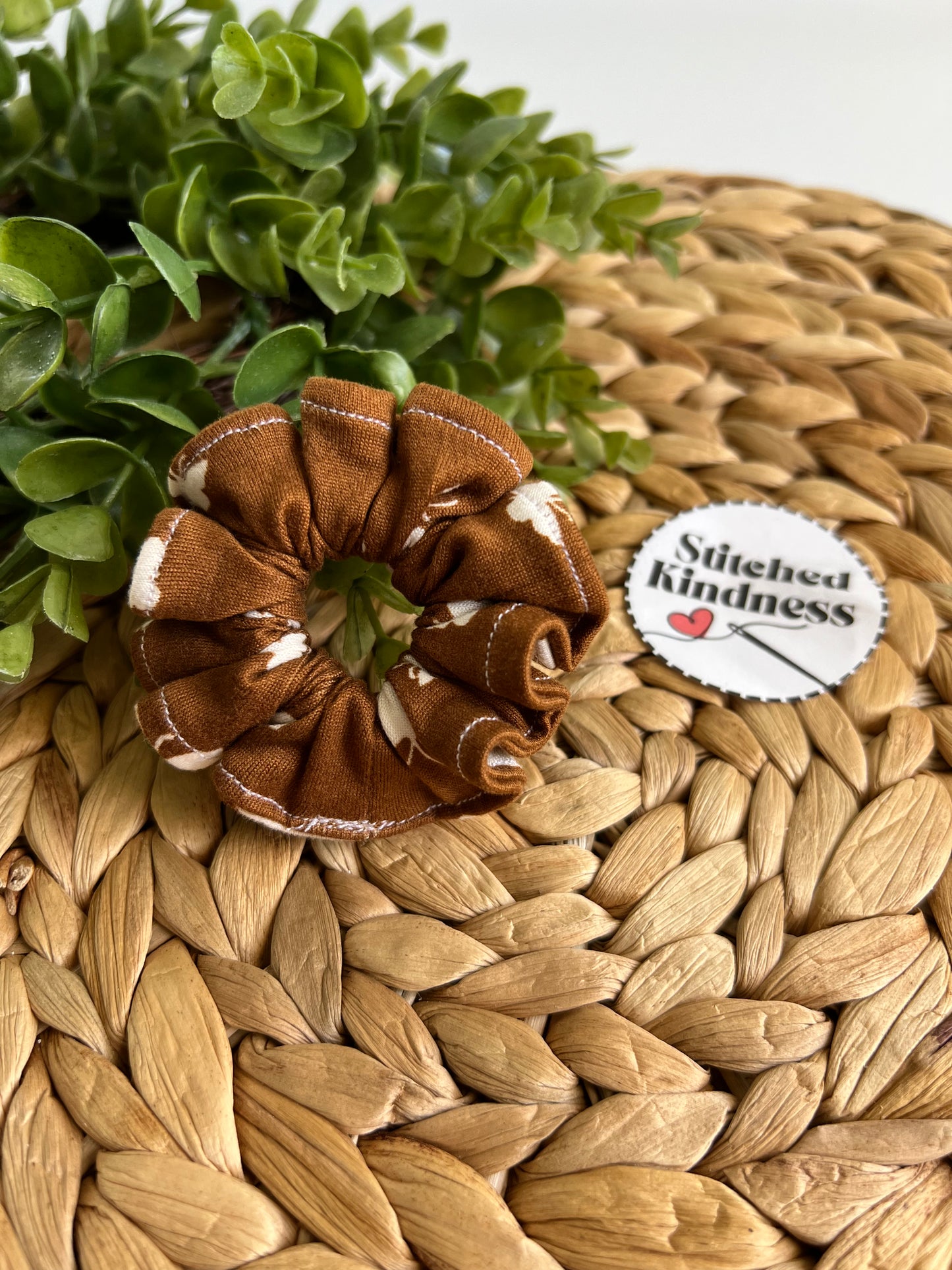 White Butterflies on Brown Scrunchies
