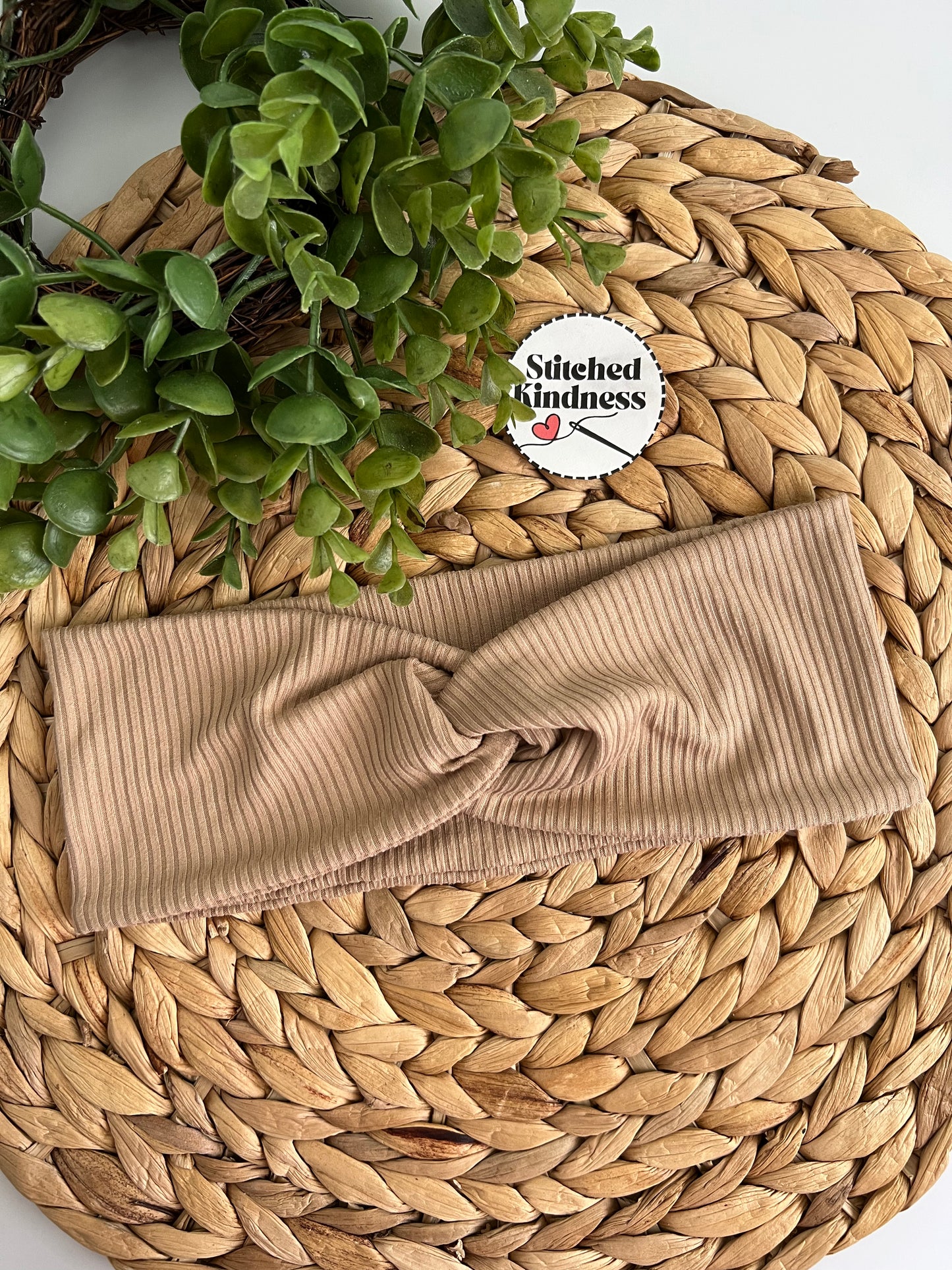 Tan Ribbed Solid Color Headband