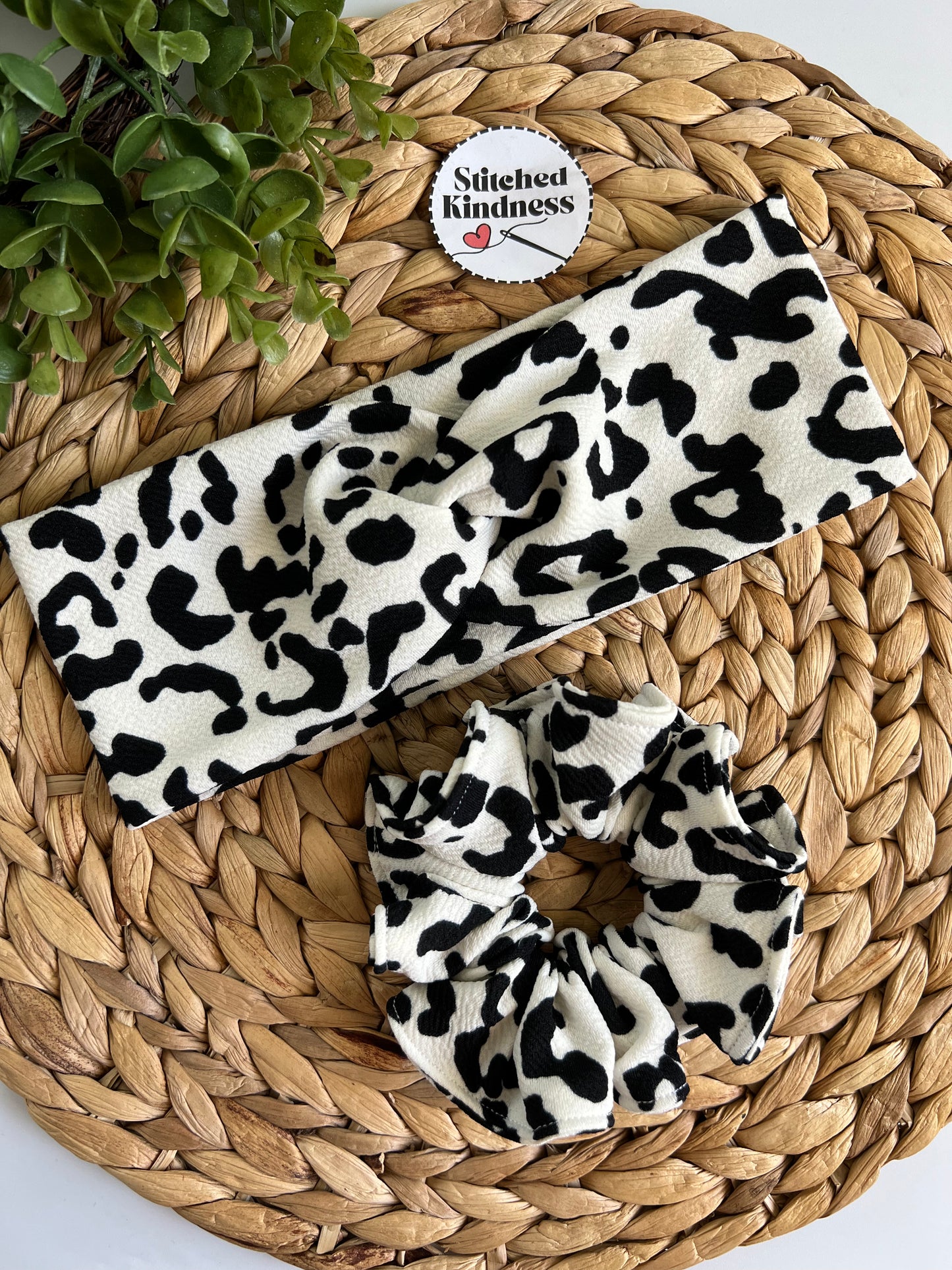 White and Black Cheetah Turban Headbands