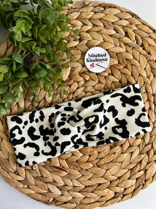 White and Black Cheetah Turban Headbands