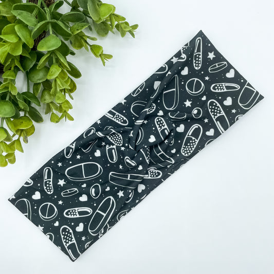 Black and White Medication Turban