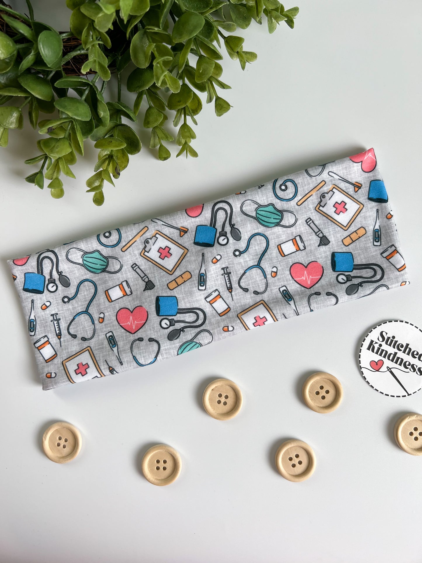 Gray Medical Healthcare Turban Headband