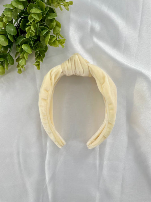 Off White Velvet TopKnot Hard Headband
