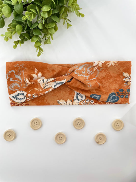 Vintage Orange Floral Turban