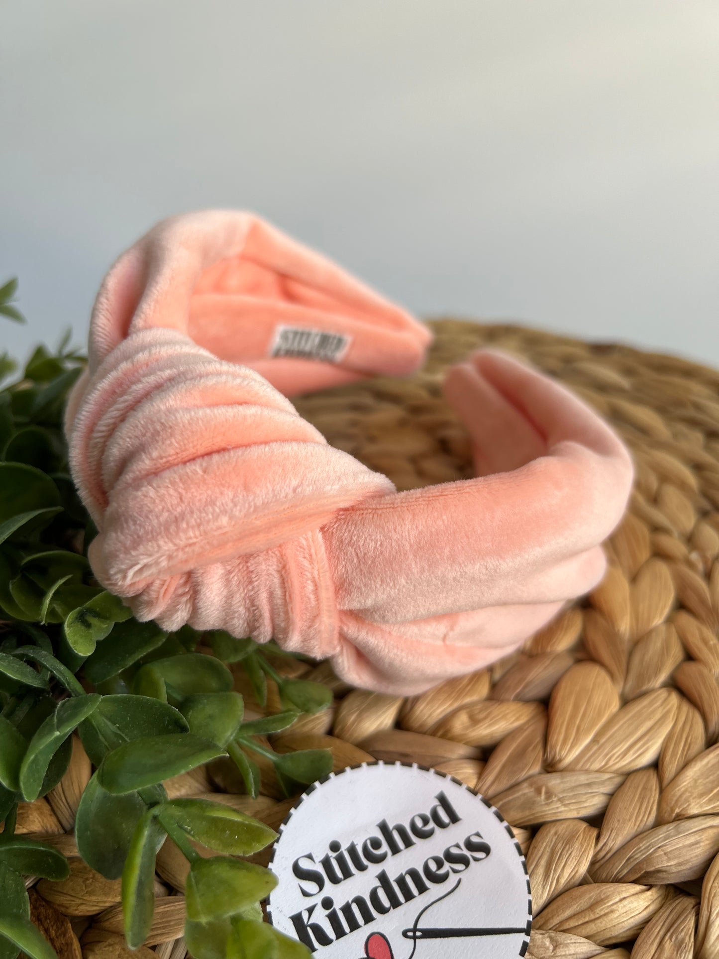 Coral Velvet TopKnot Hard Headband