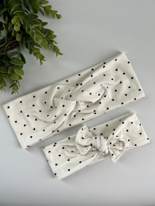 Dainty Black Hearts Toddler/Infant Headband