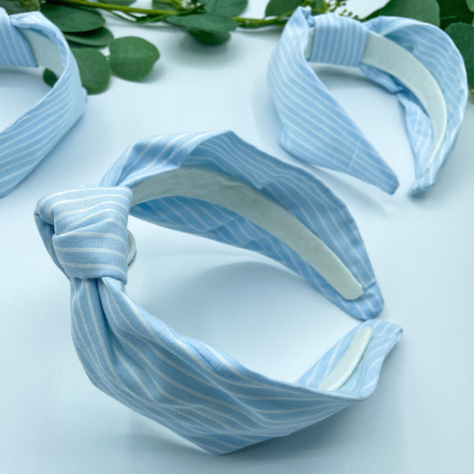 Blue Stripes TopKnot Headband