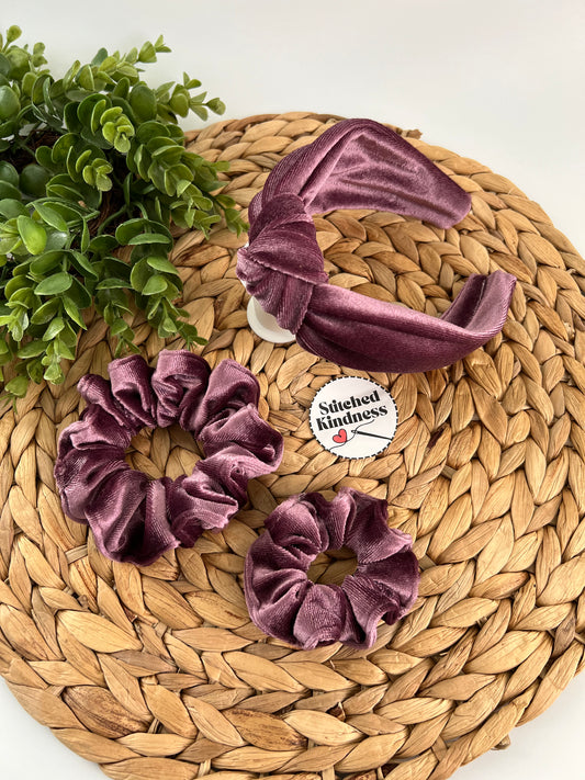 Lavender Velvet TopKnot Hard Headband