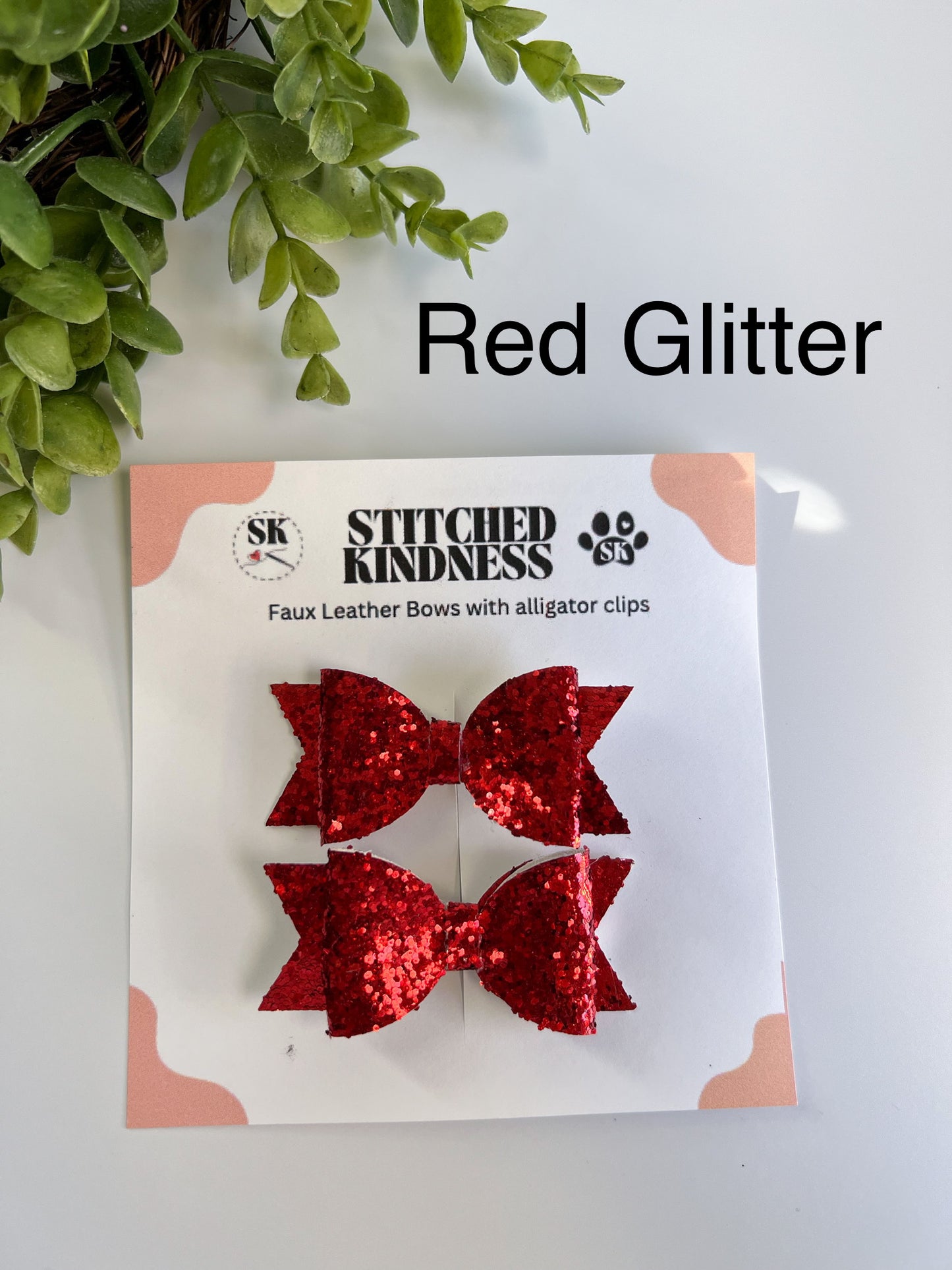Pig Tails Faux Leather Bows